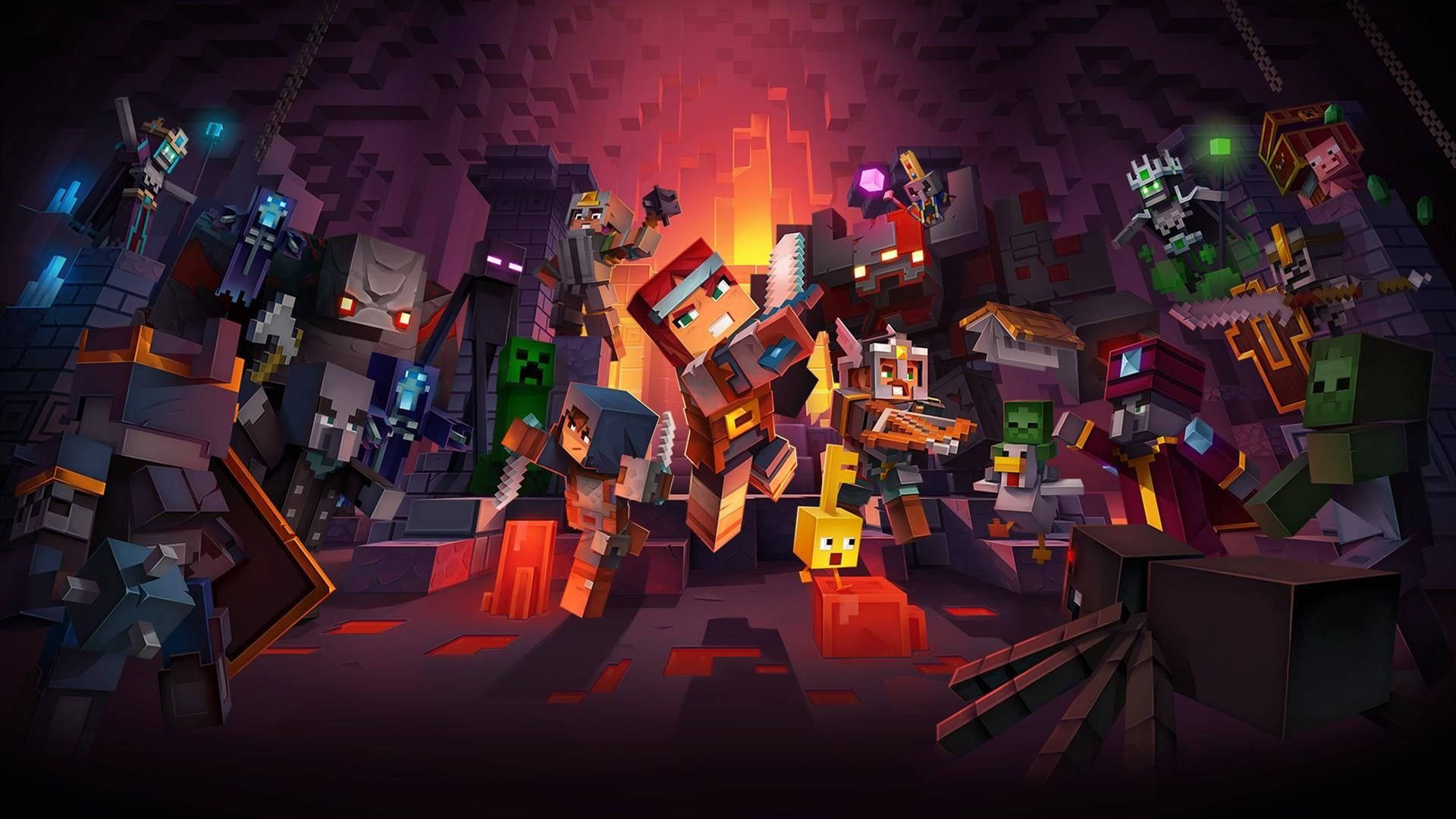 Minecraft Dungeons Dark-themed Poster Background