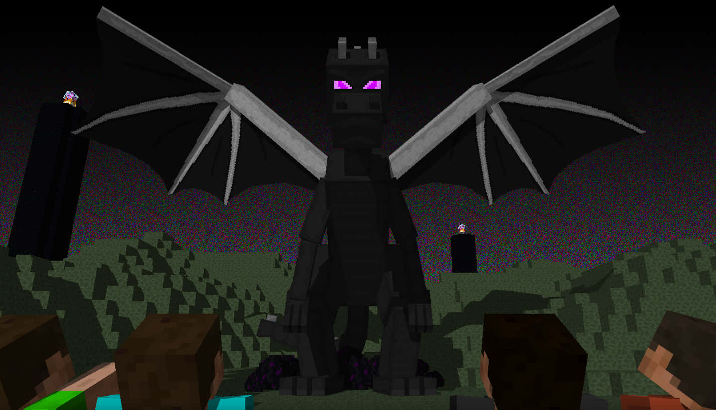 Minecraft Ender Dragon Flapping Wings Background