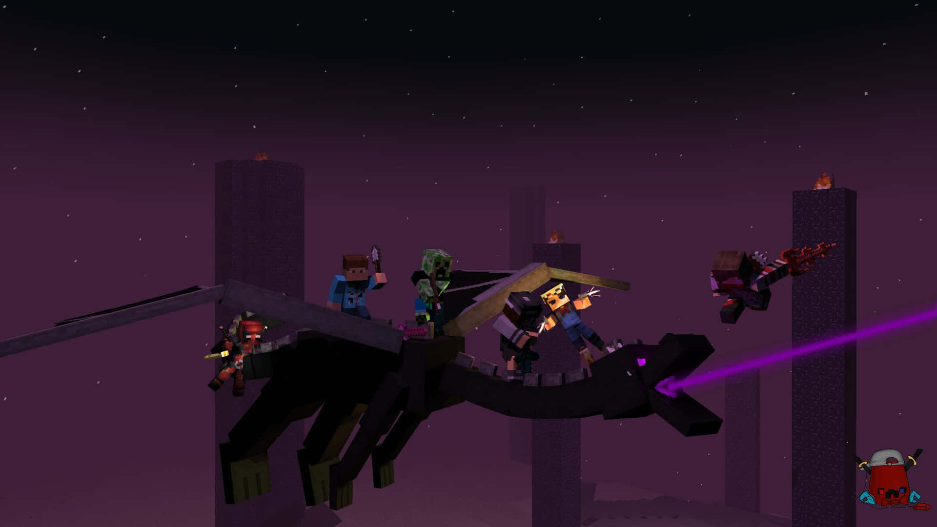 Minecraft Ender Dragon Spitting Purple Blast Background