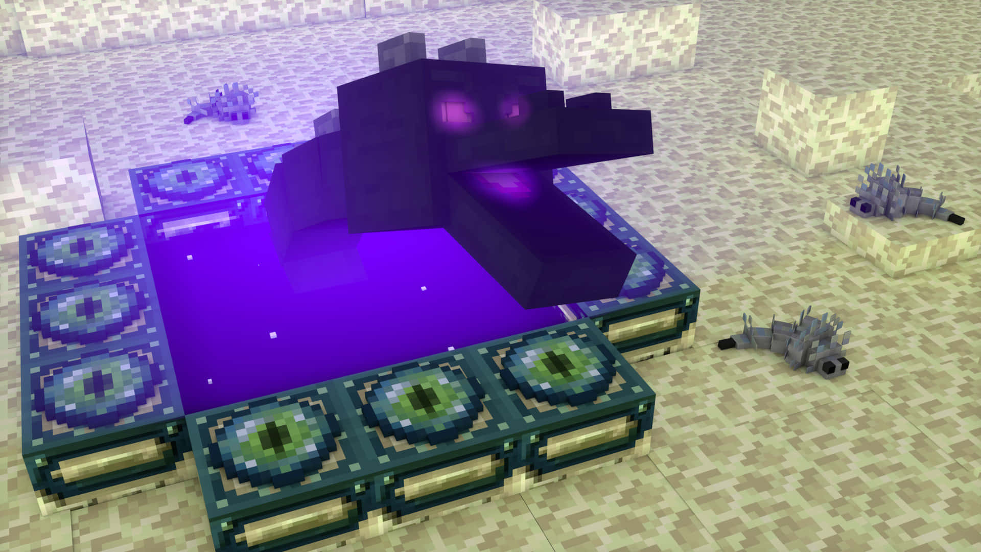 Minecraft Ender Dragon Under The Sand Background
