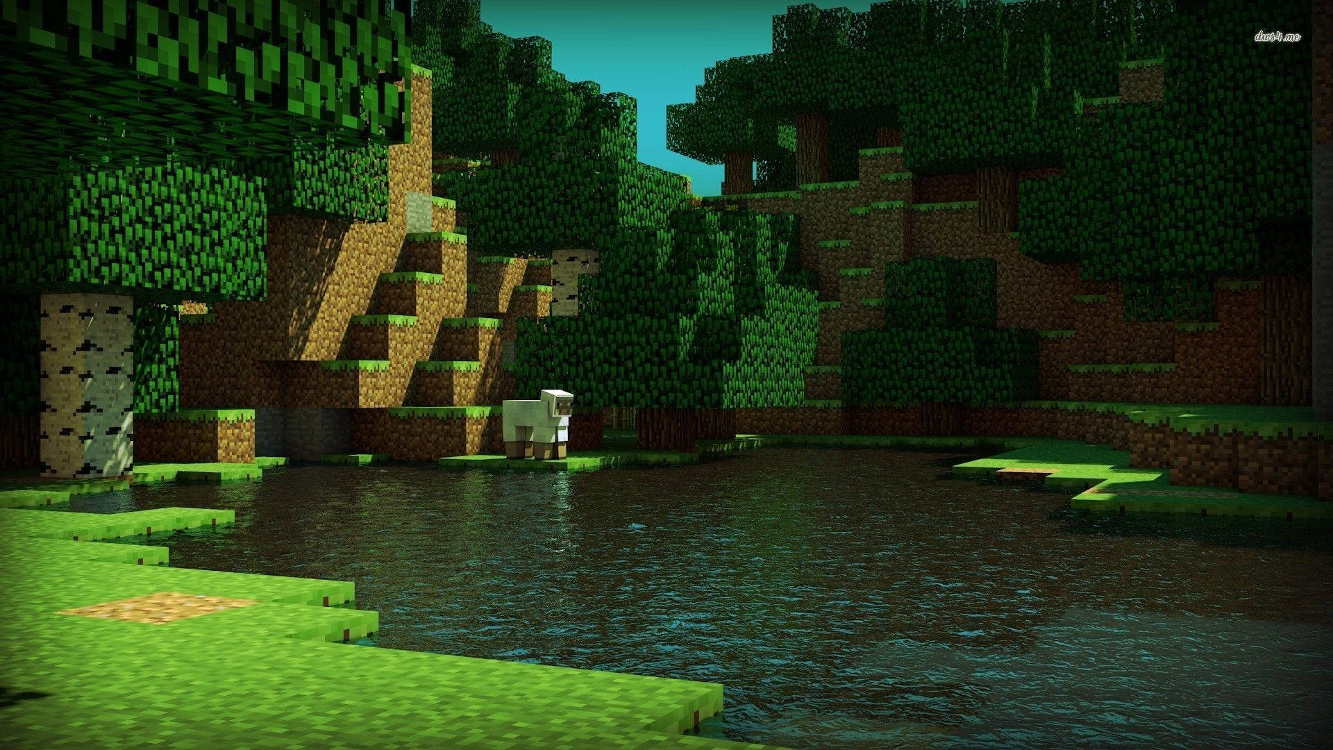 Minecraft Hd Scenic Green Nature Background