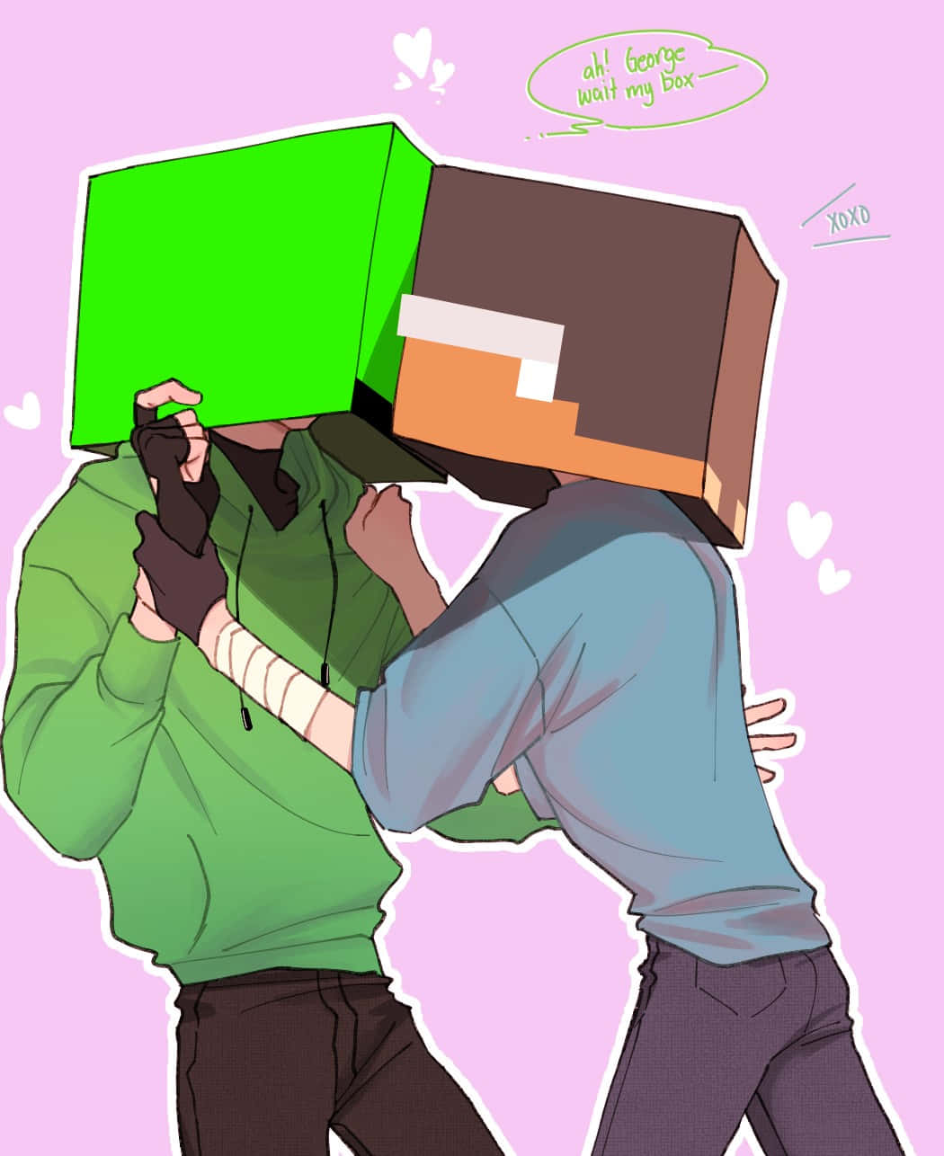 Minecraft Heads Hug Background