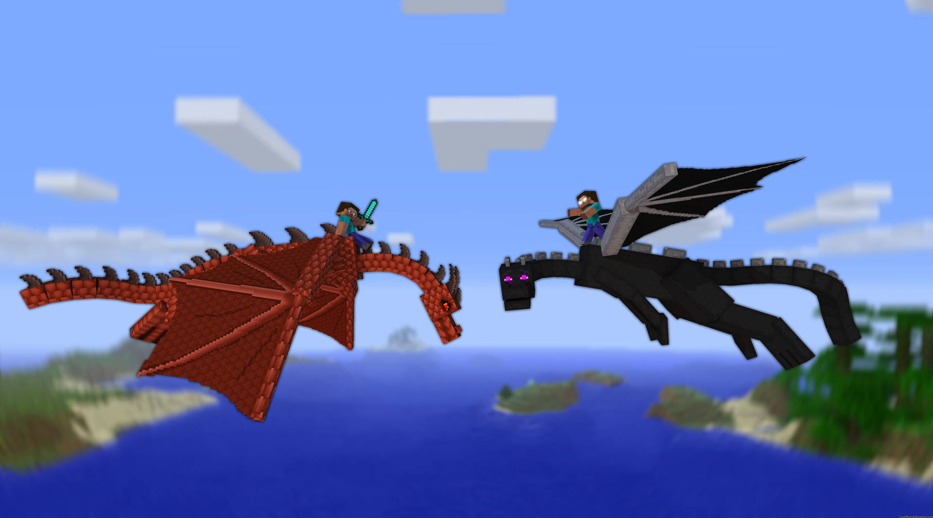 Minecraft Herobrine And Steve Dragon Fight