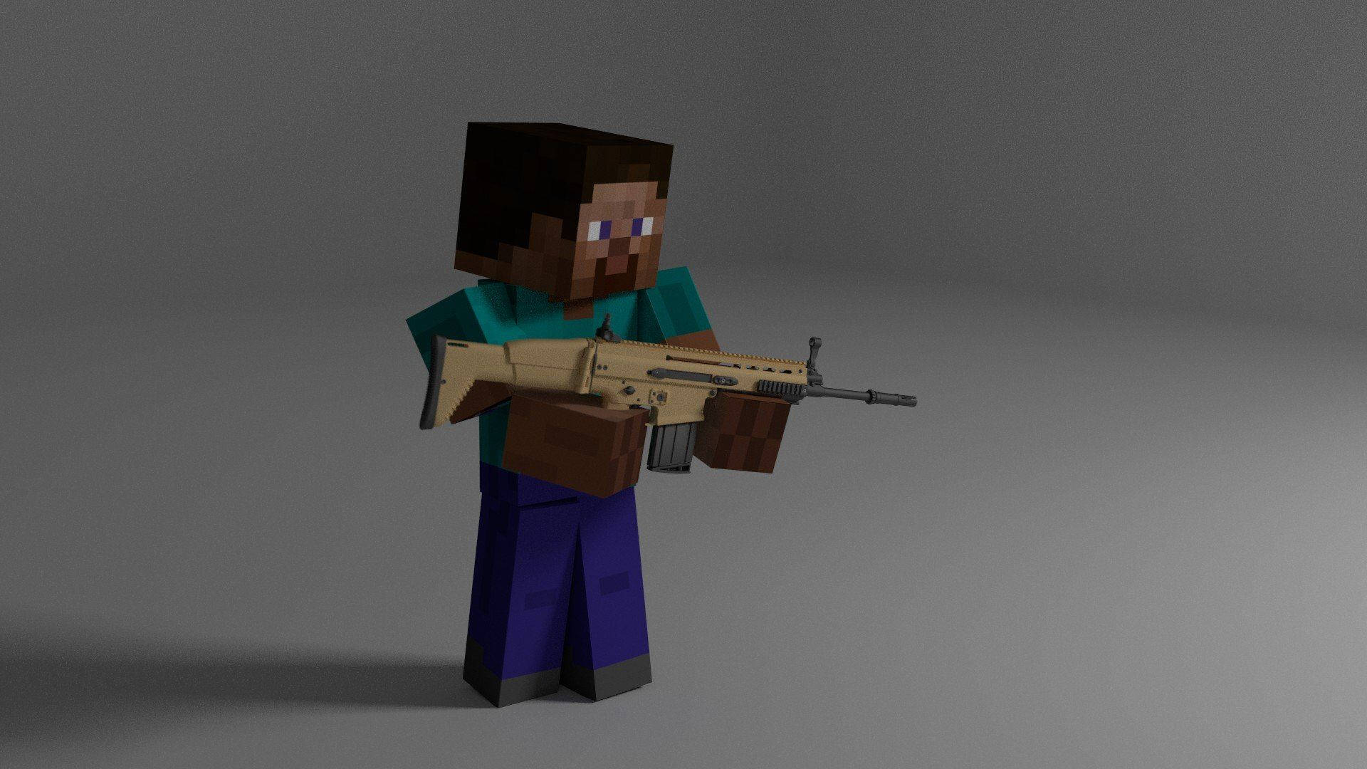 Minecraft Herobrine Carrying Gun
