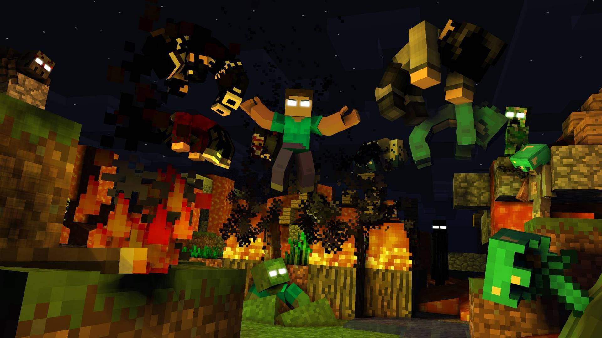 Minecraft Herobrine Defeating Zombie Villagers
