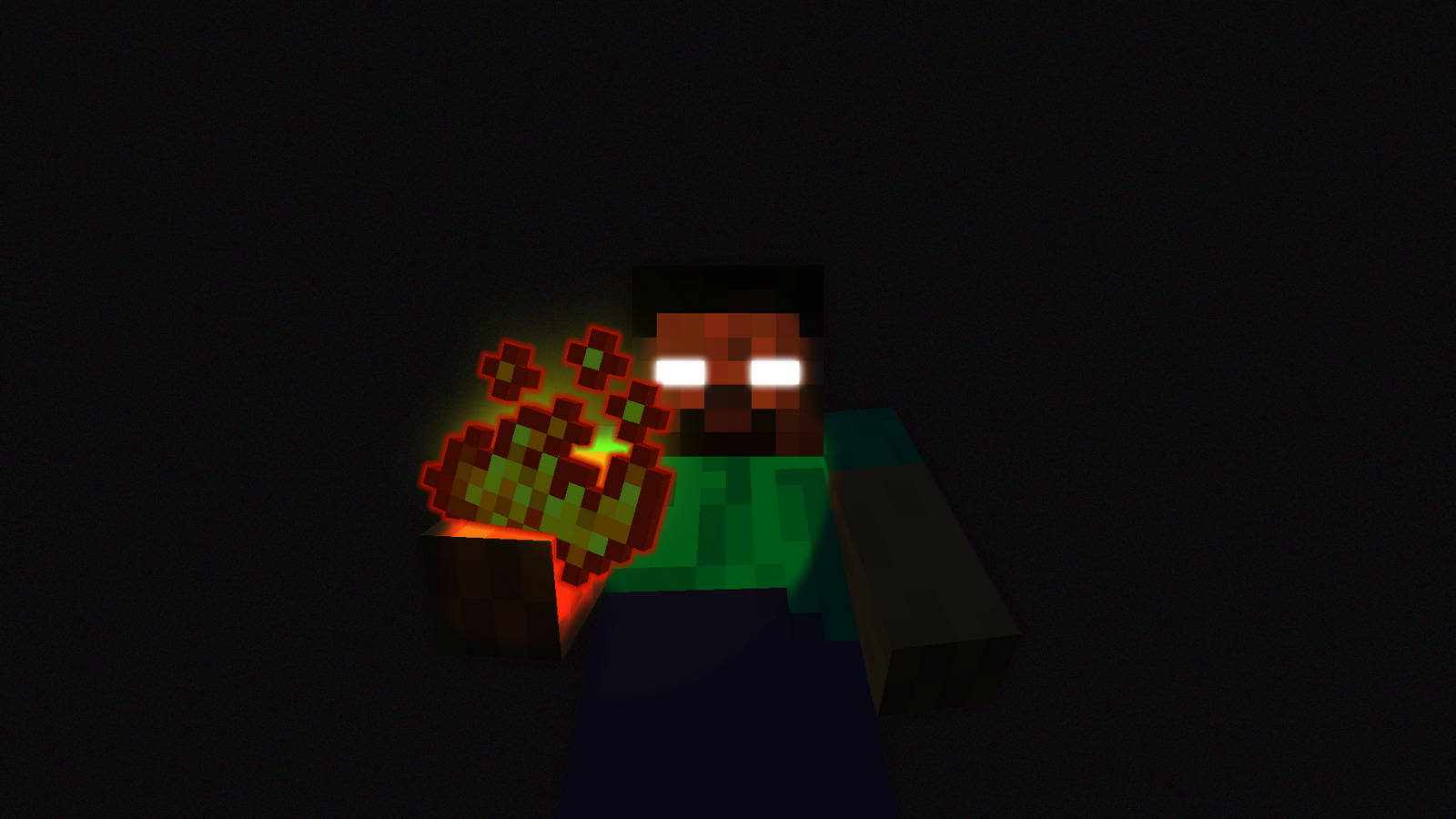 Minecraft Herobrine With Green Blaze Powder Background