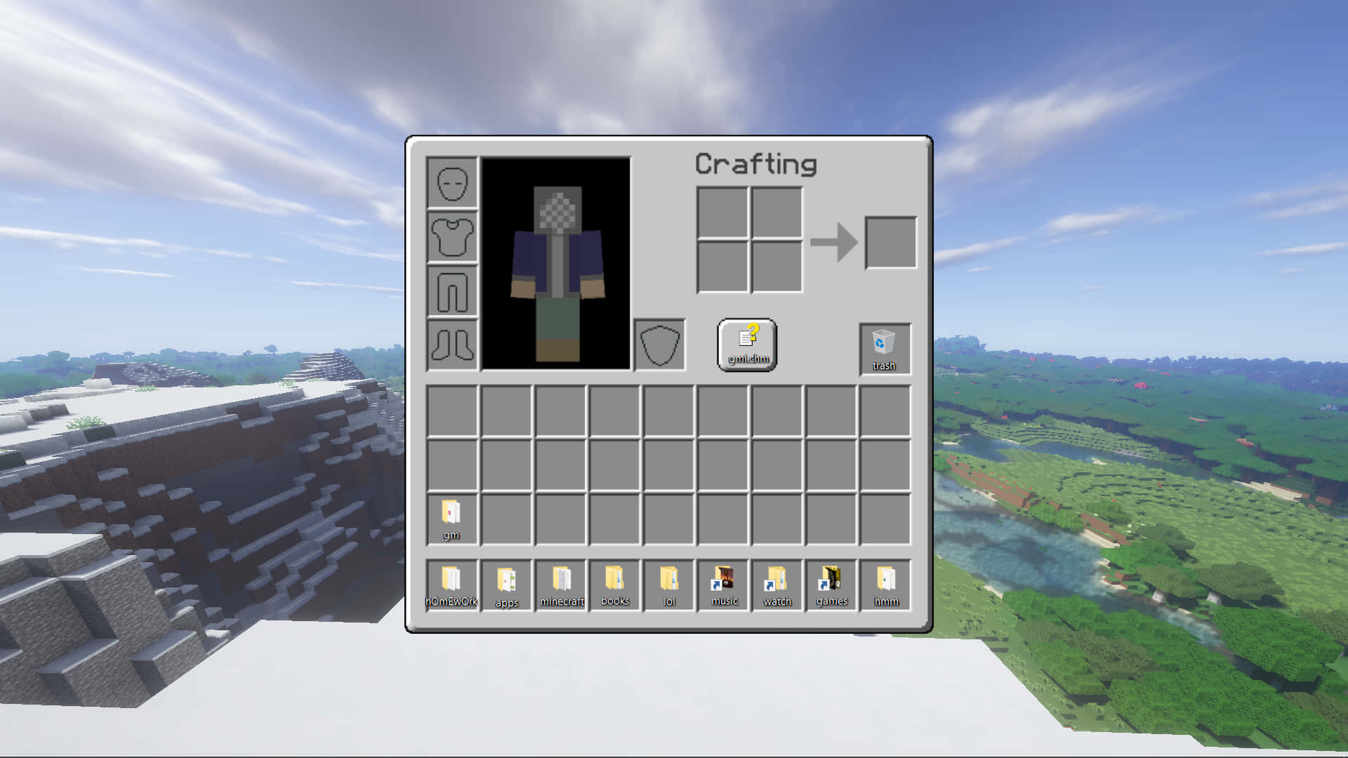 Minecraft Inventory Displayed Aerial Background
