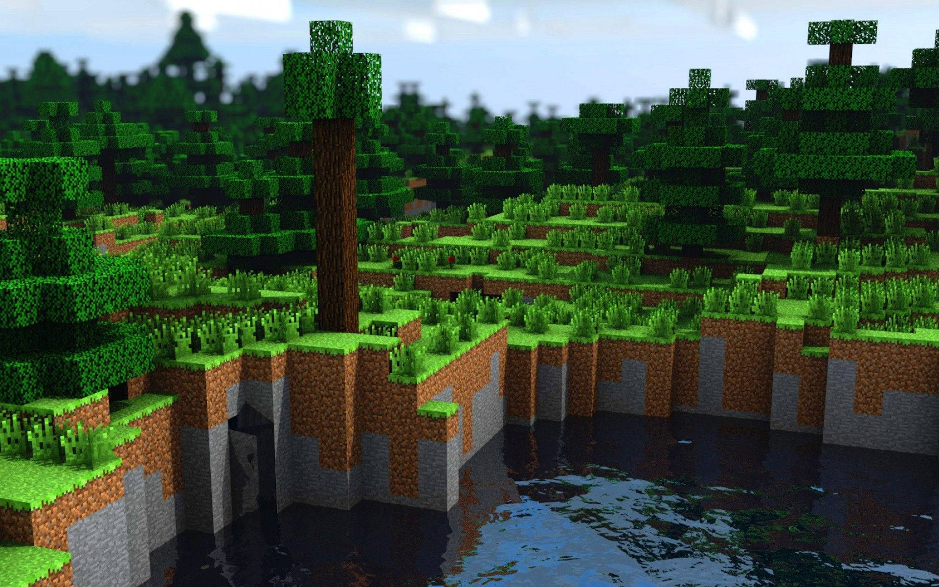 Minecraft Landscape Above Water