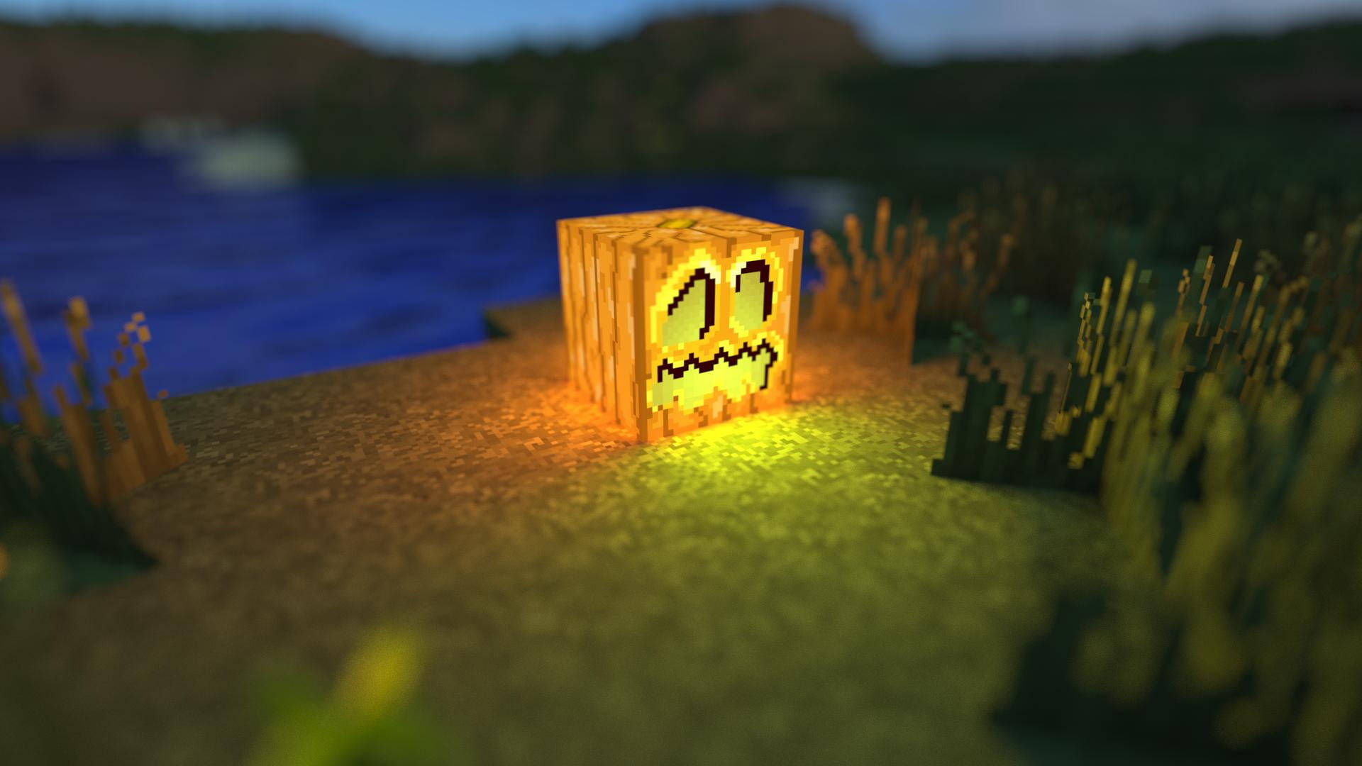 Minecraft Landscape Orange Pumpkin