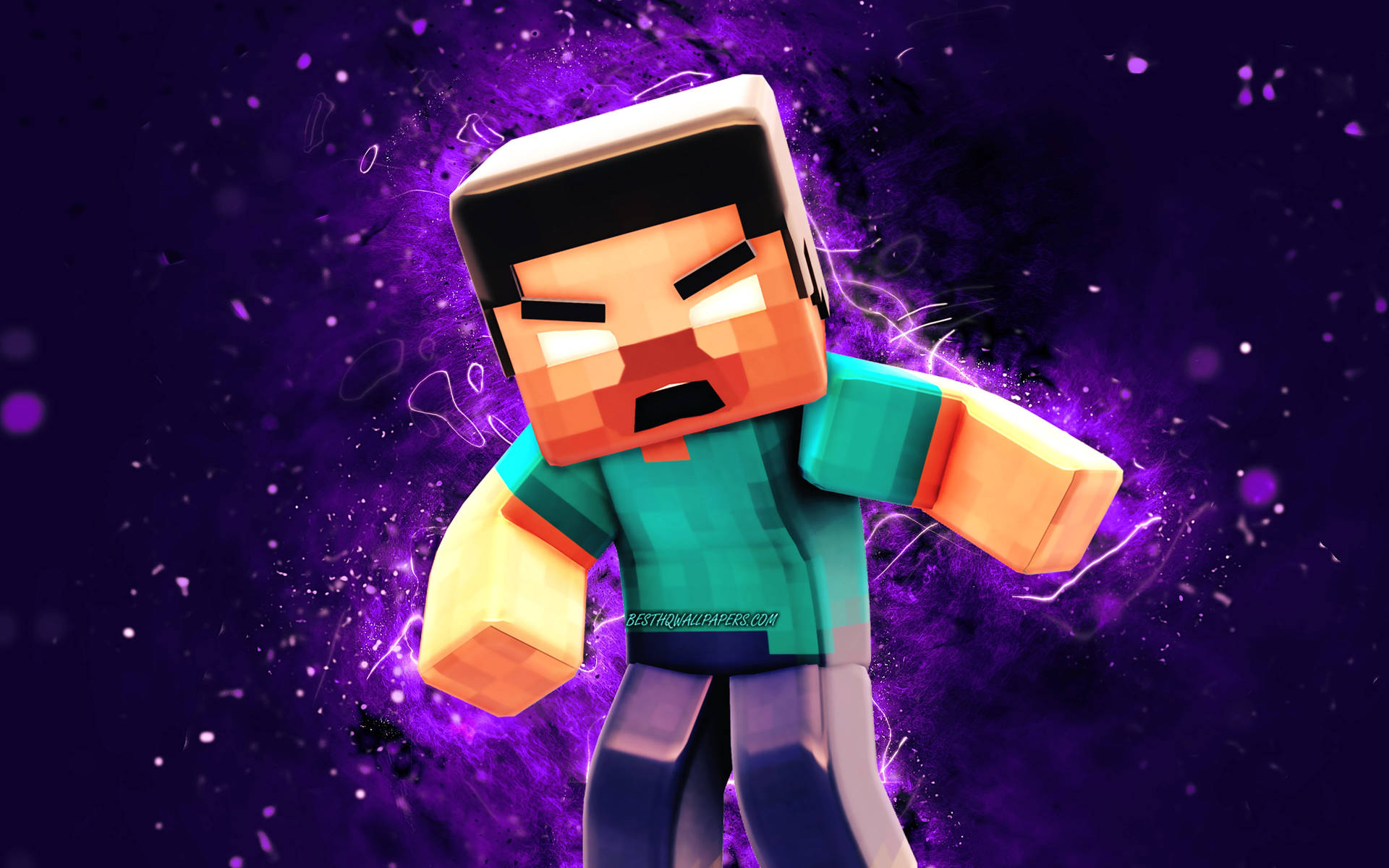 Minecraft Landscape Steve In Galaxy