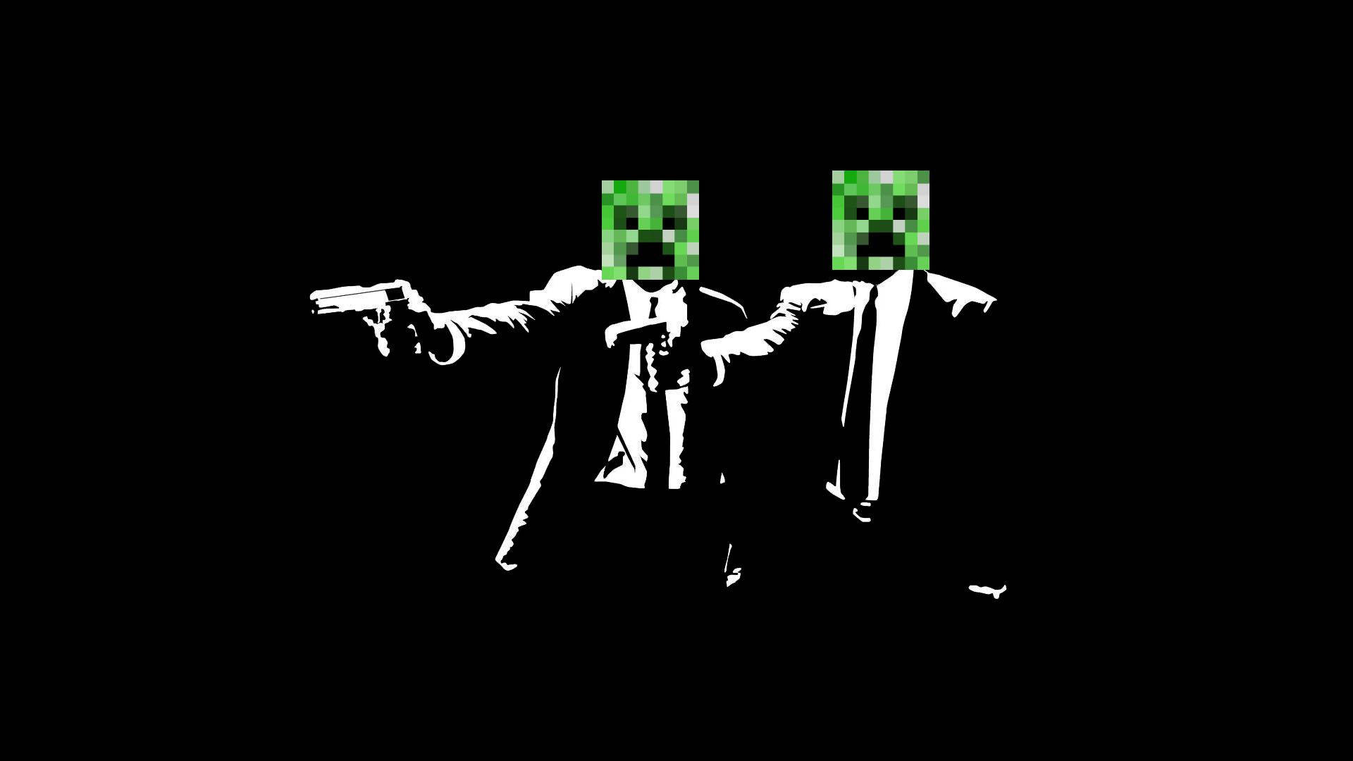 Minecraft Meme Creeper Gunman Background