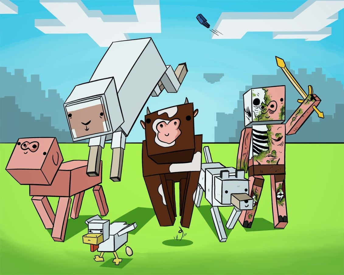 Minecraft Mobs Digital Drawing Background