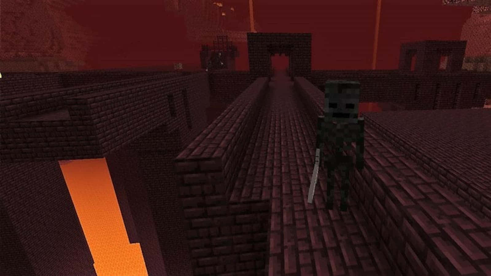 Minecraft_ Nether_ Fortress_with_ Wither_ Skeleton Background