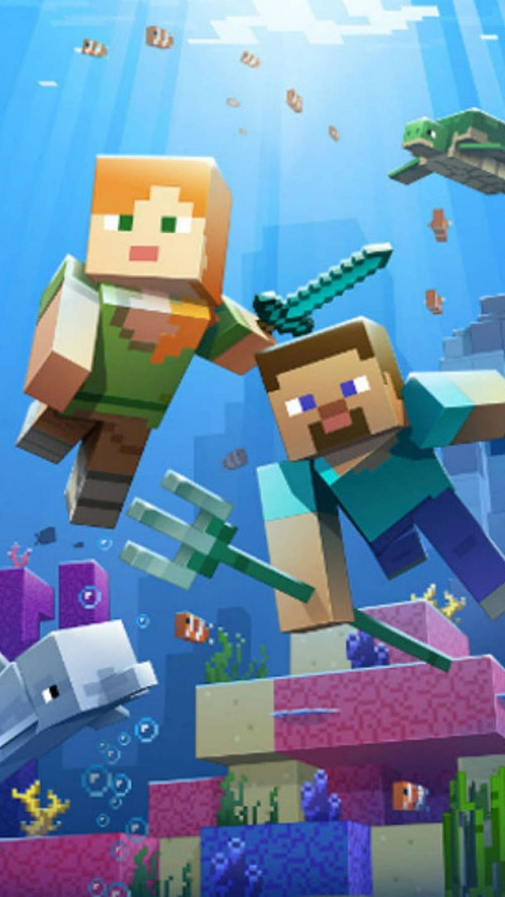 Minecraft Phone Aquatic Characters Background