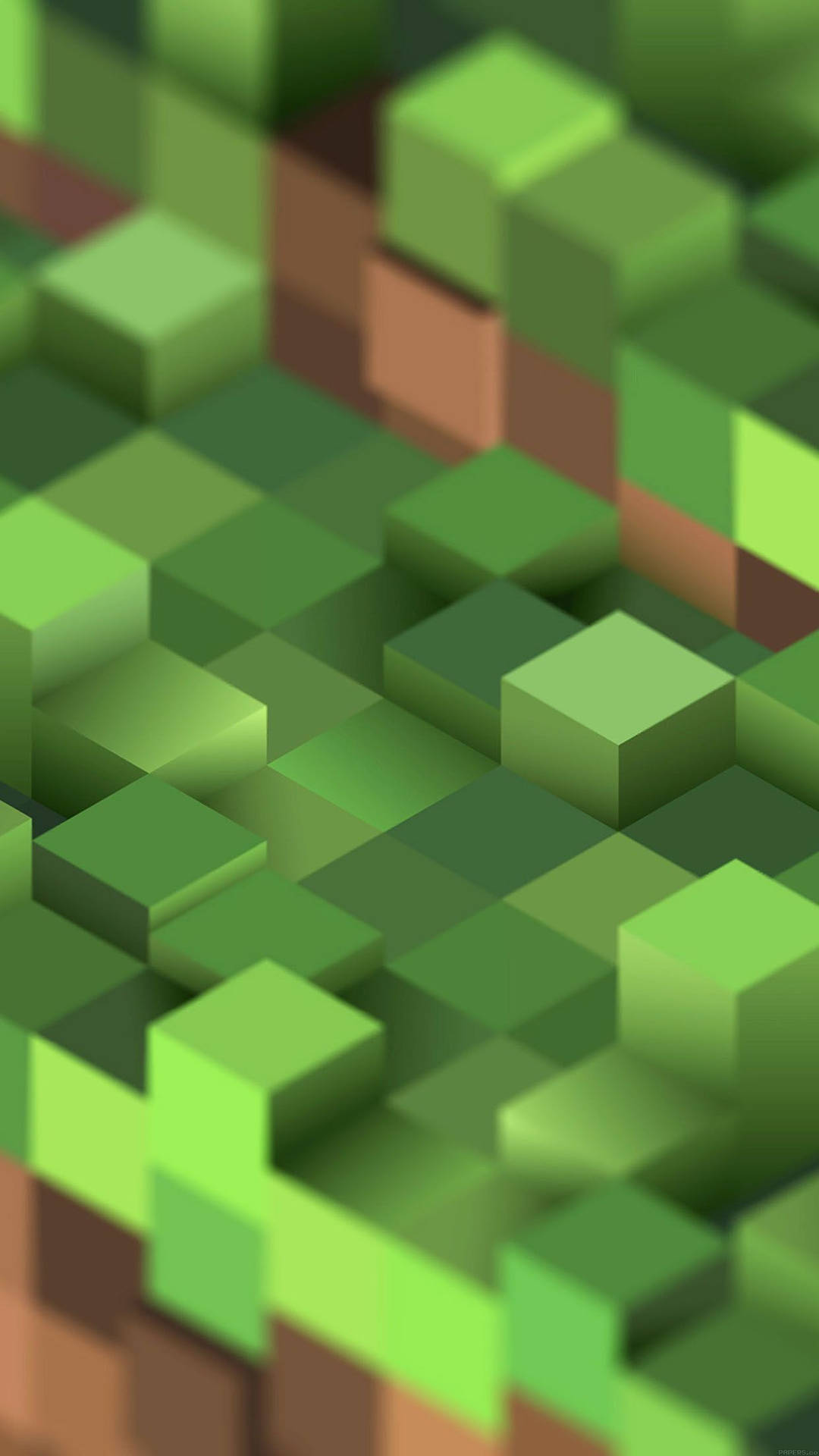 Minecraft Phone Green Small Blocks Background
