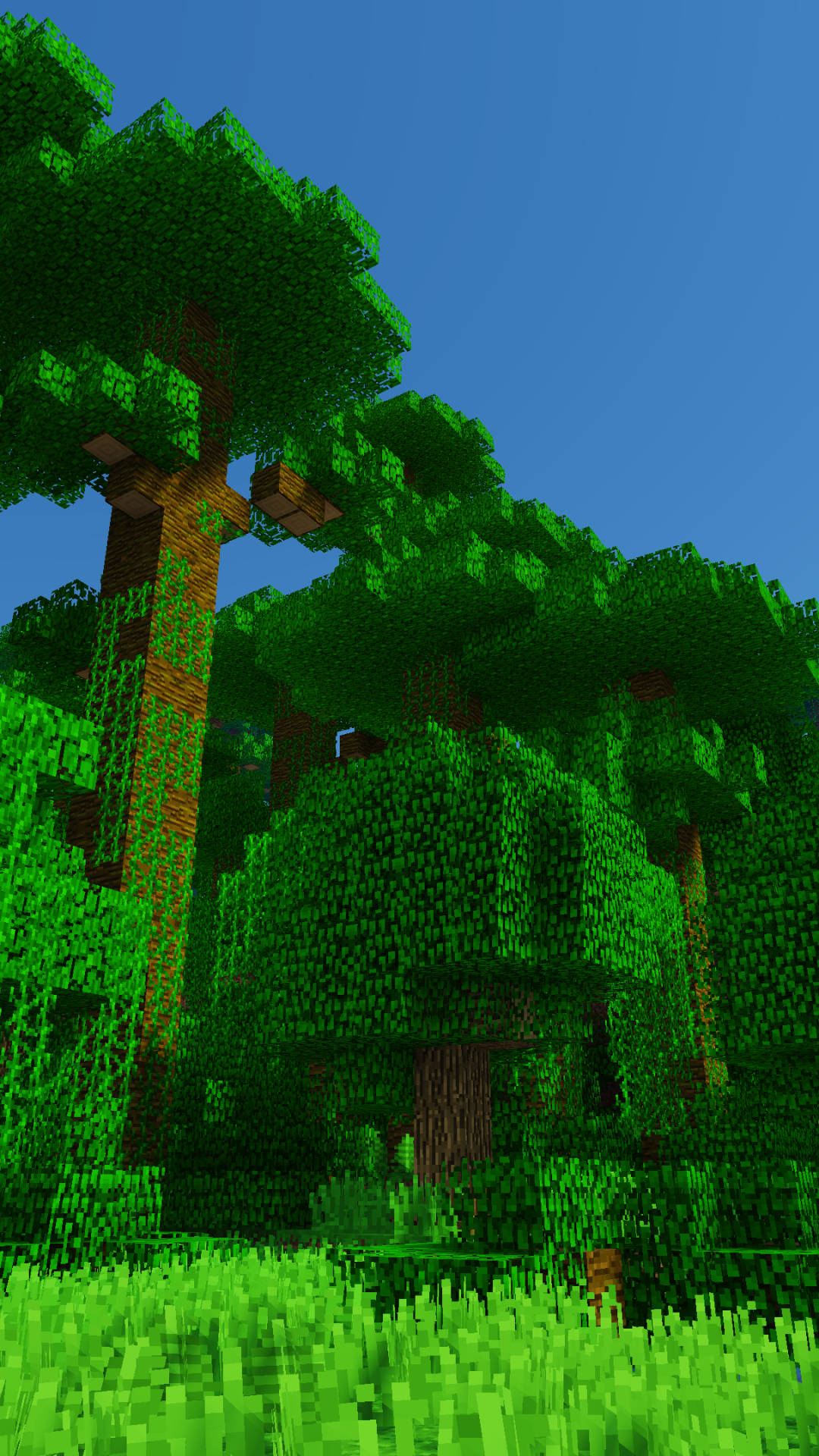 Minecraft Phone Green Tall Trees Background
