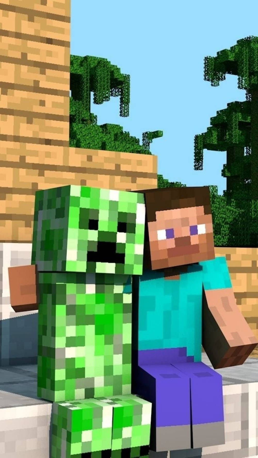 Minecraft Phone Steve And Creep Background