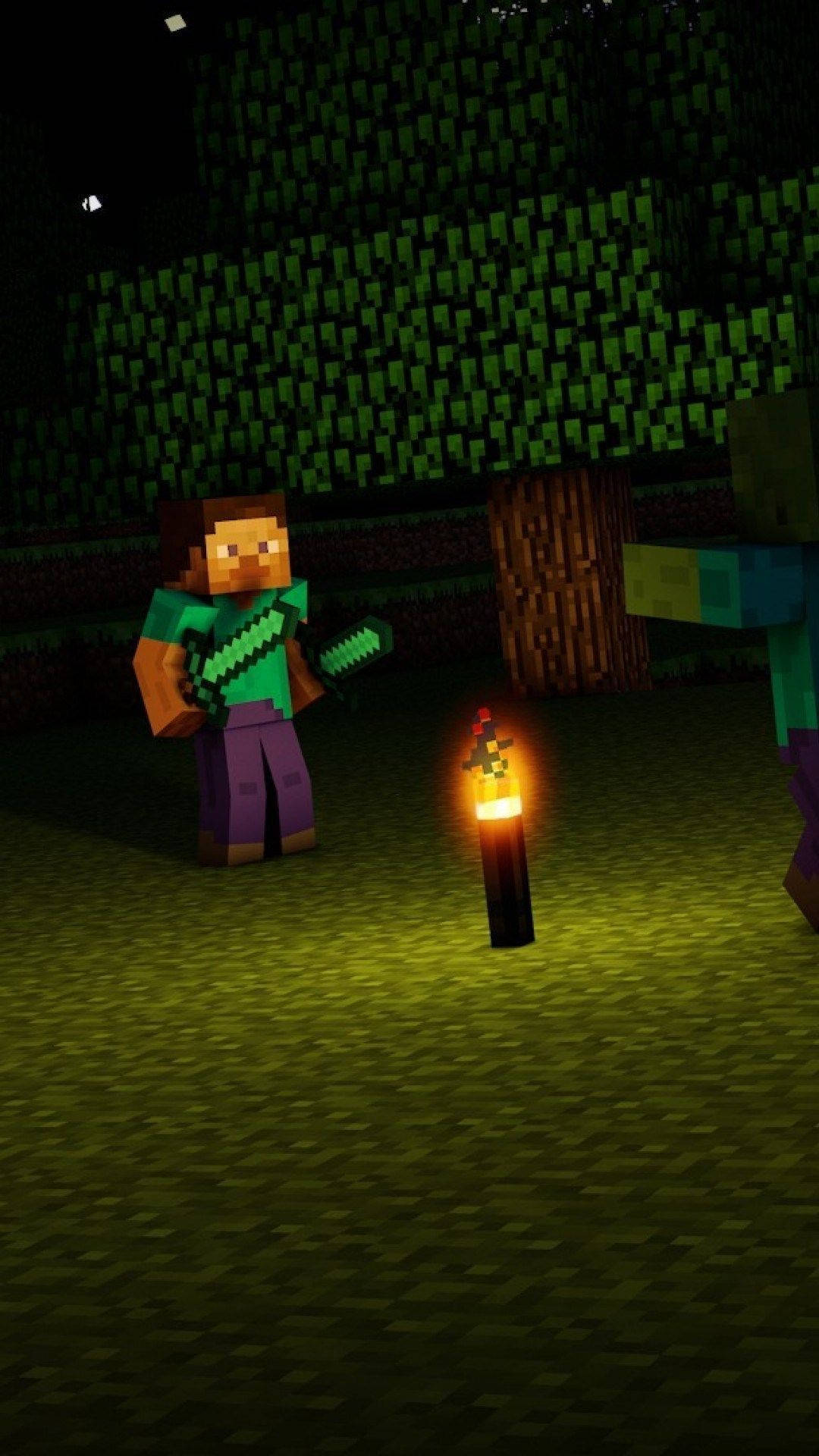Minecraft Phone Steve And Fire