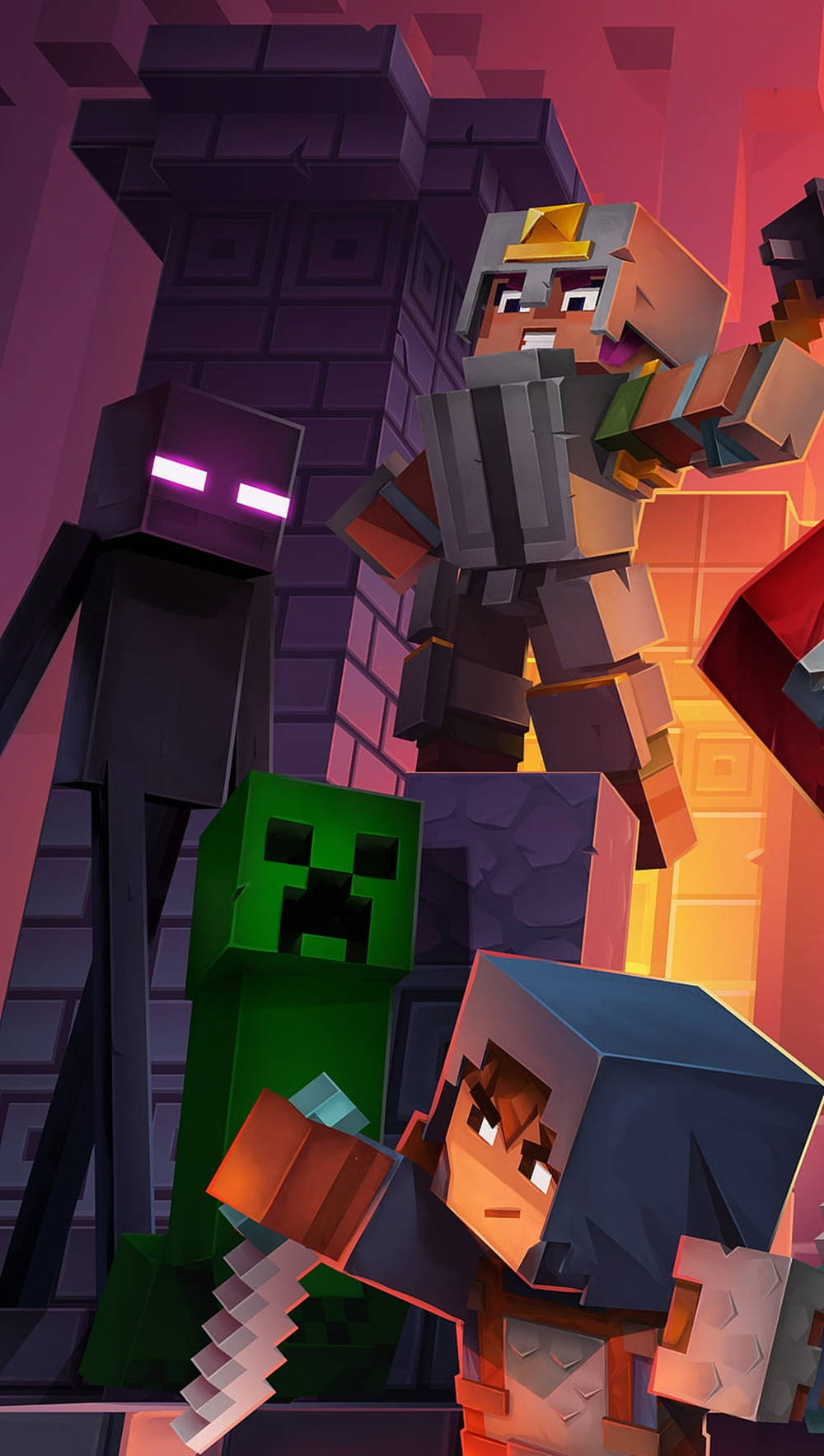 Minecraft Phone Strong Dungeon Characters Background