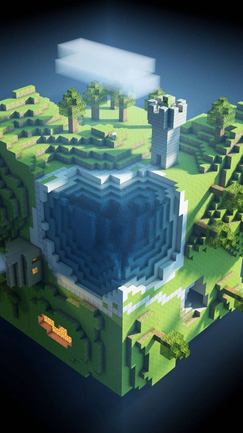 Minecraft Phone Top View Green Park Background