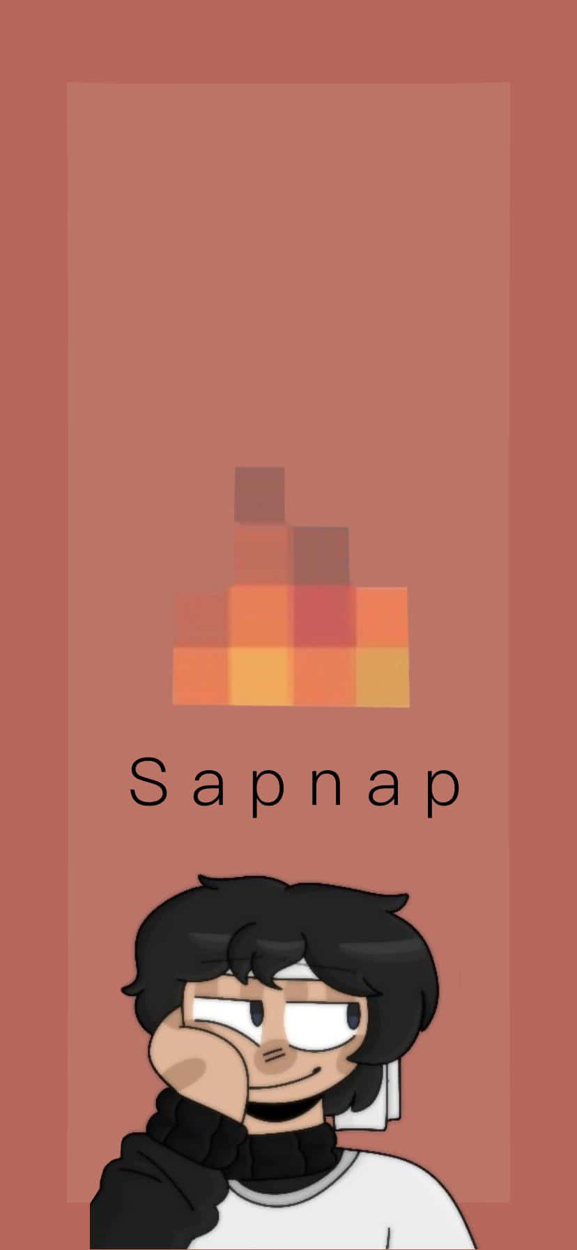 Minecraft Player Sapnap Icon With Pixel Fire Logo Background
