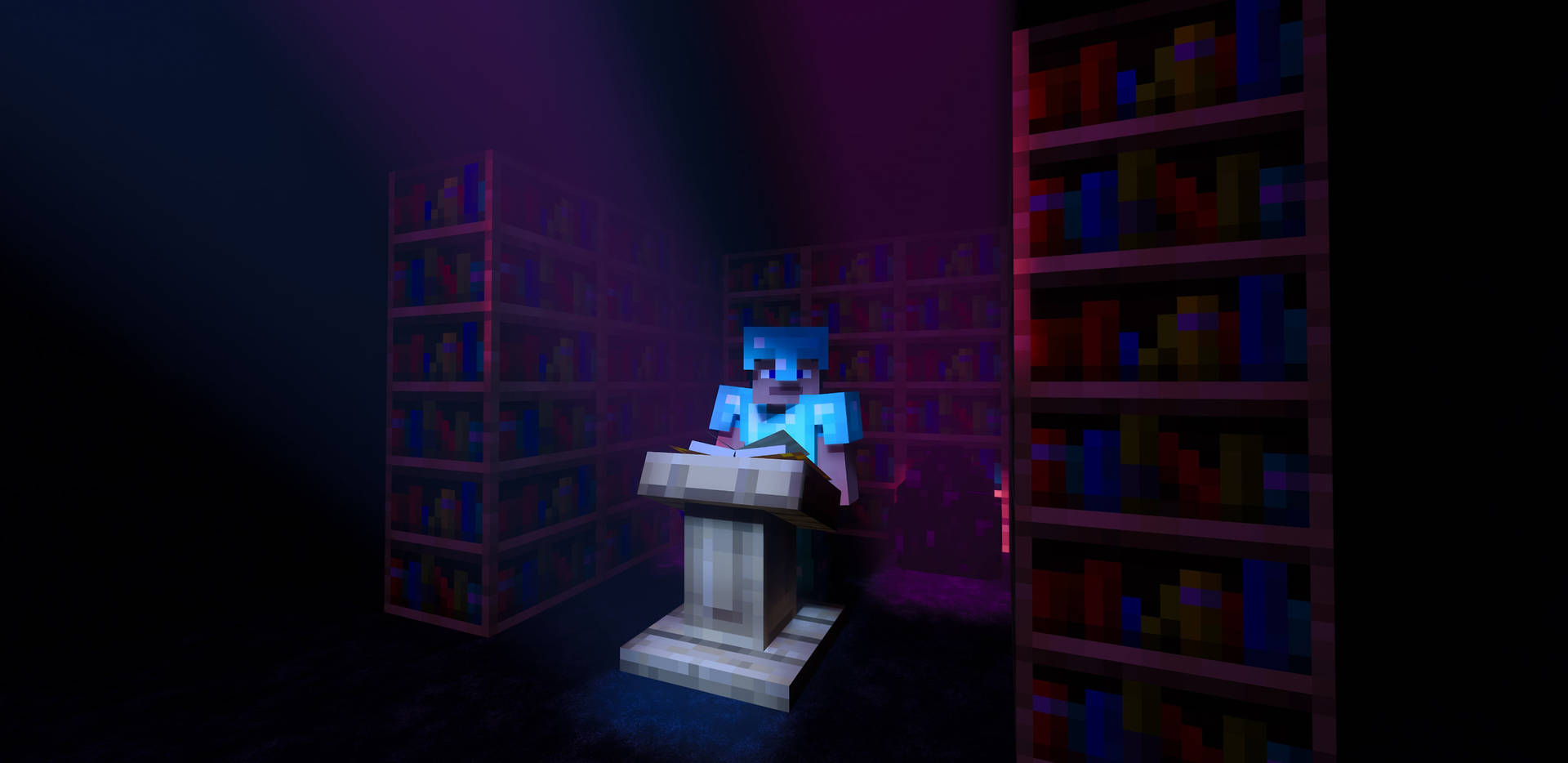 Minecraft Steve Bookshelves Background