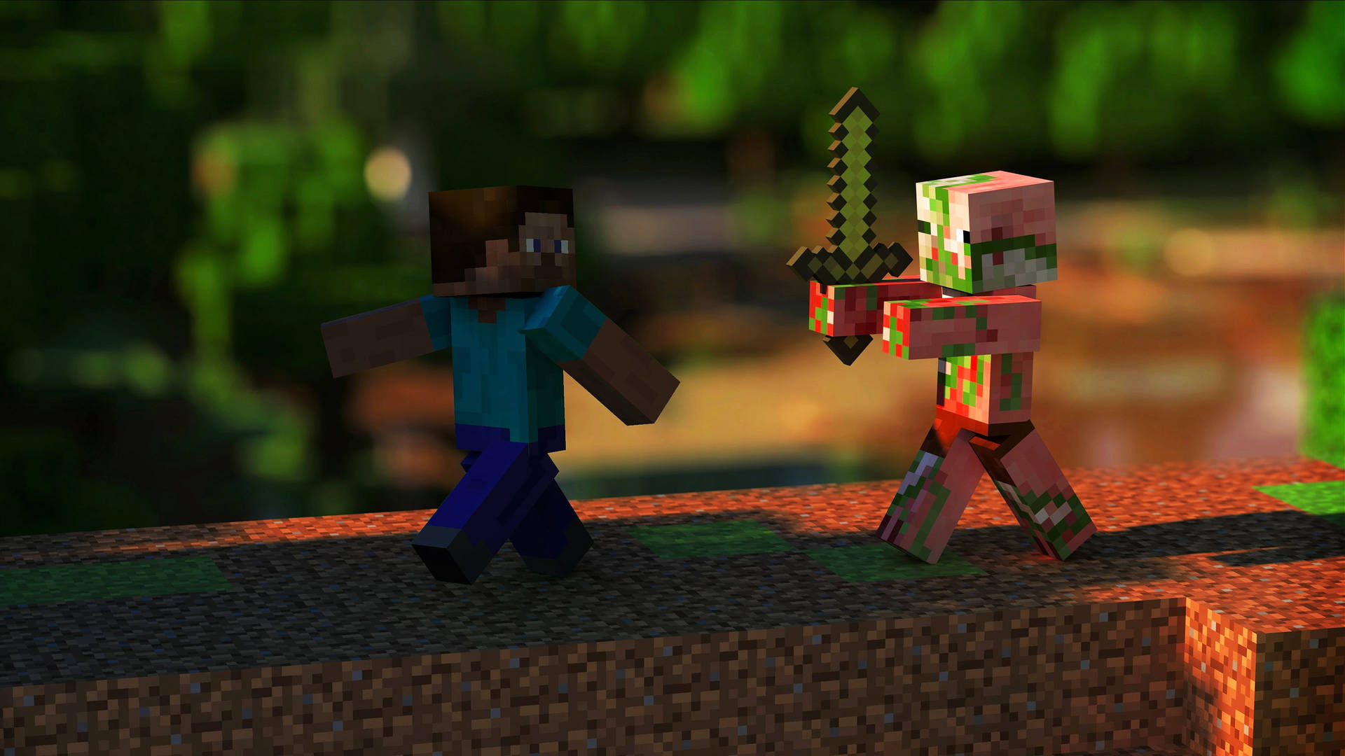 Minecraft Steve Zombie Pig Man Background