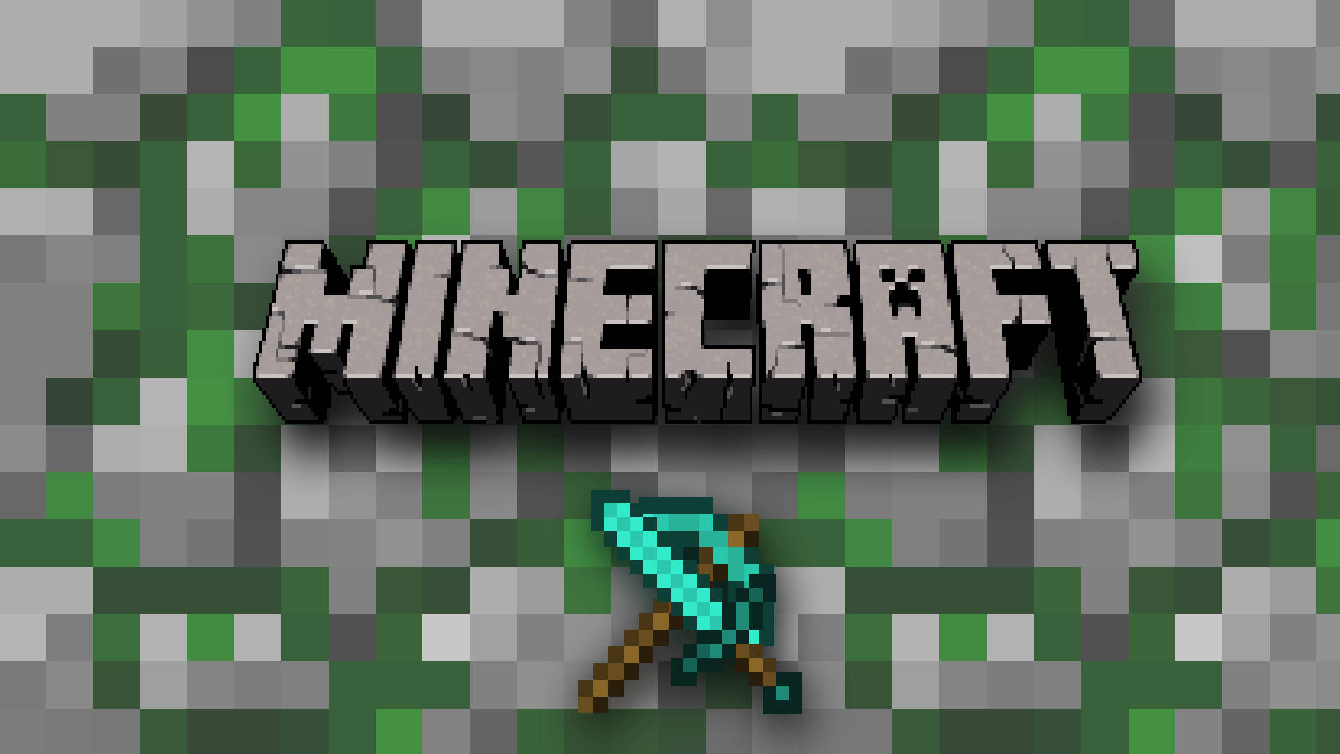 Minecraft Text Logo And Sword Pickaxe Background