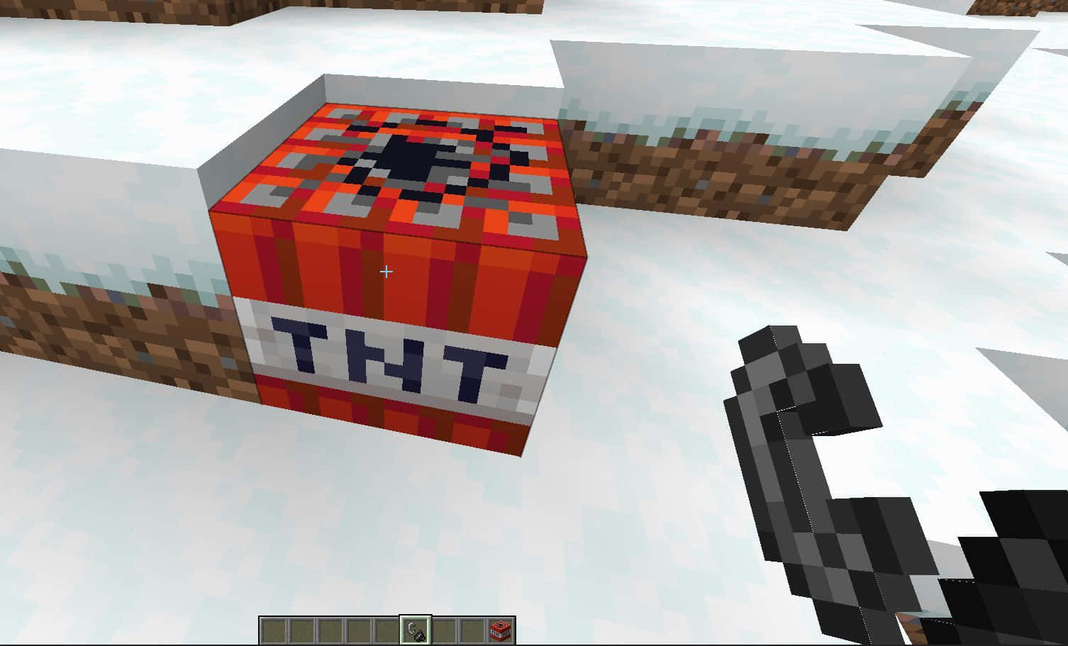 Minecraft Tnt Next To Snow Tiles Background