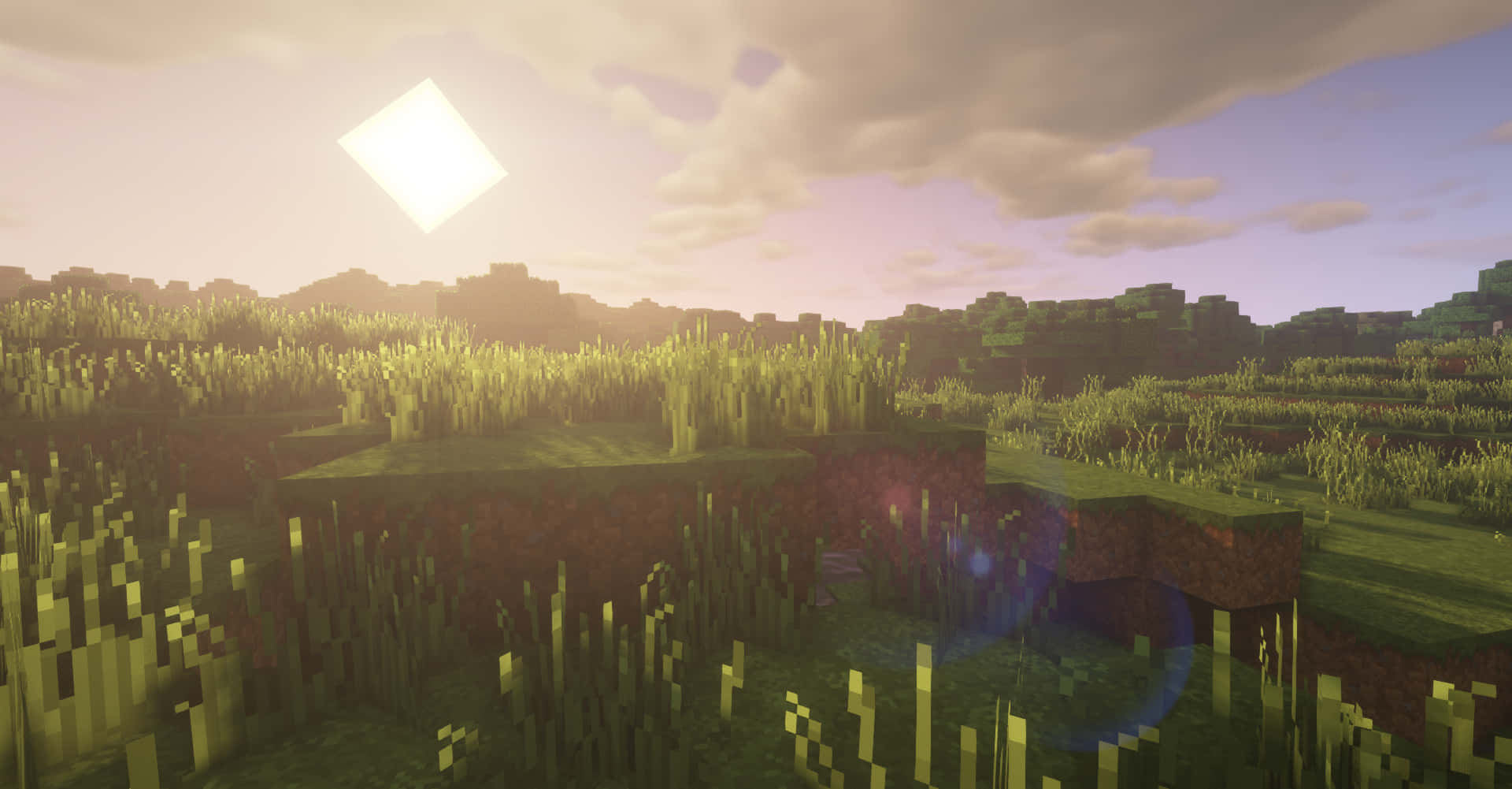 Minecraft Valley At Sunset