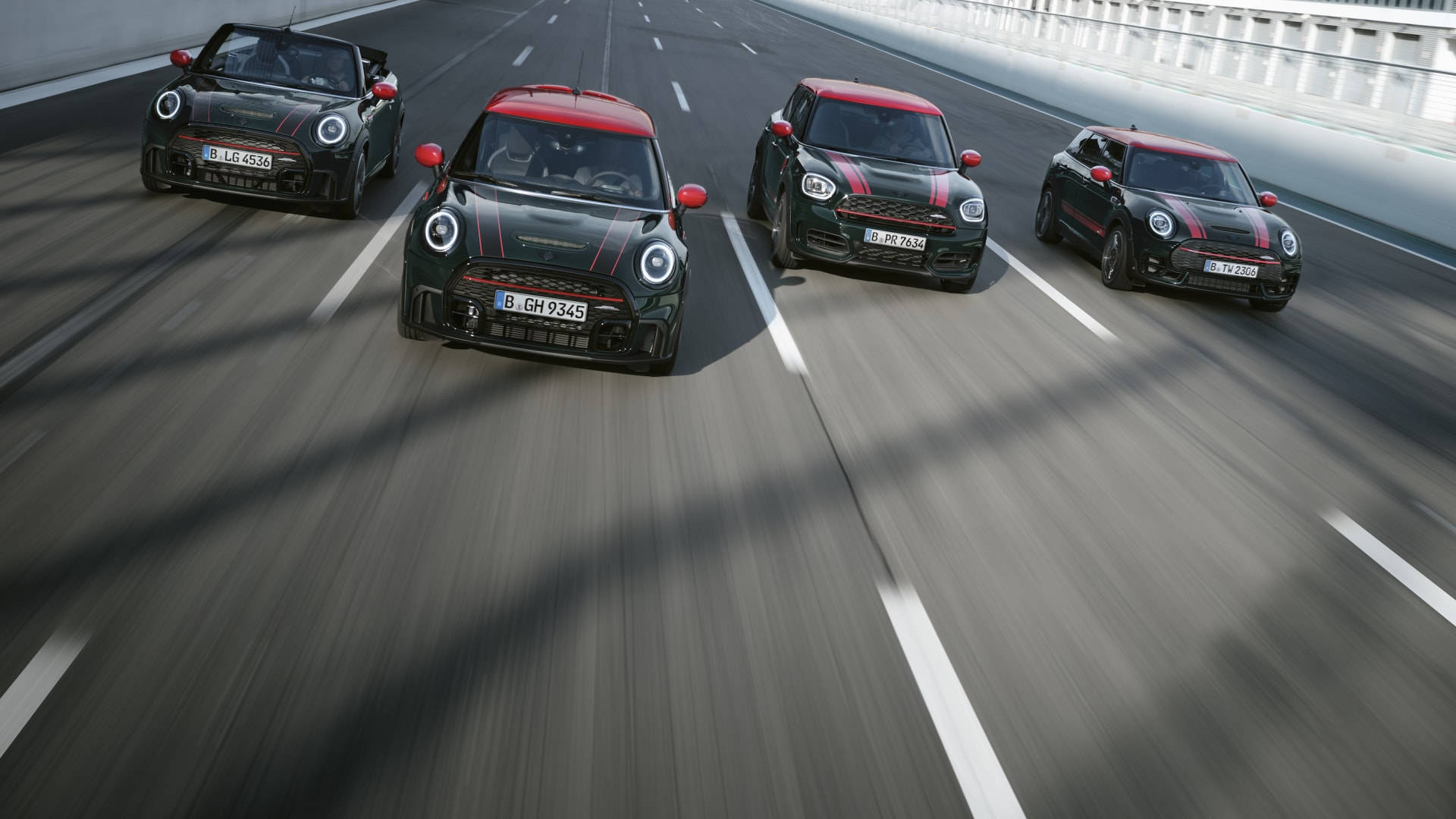 Mini Black And Red Cars On Road Background