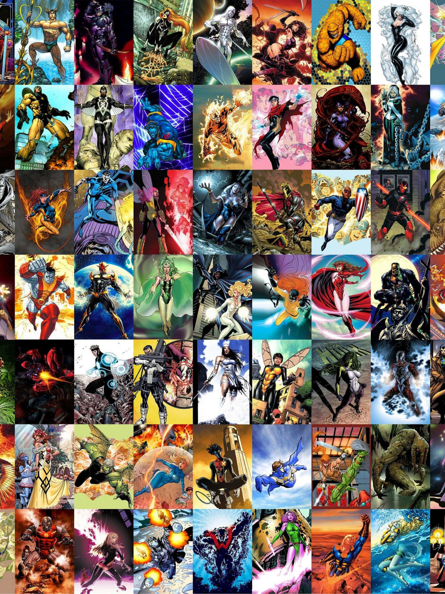 Mini Cards Of Marvel Superhero Collage Background