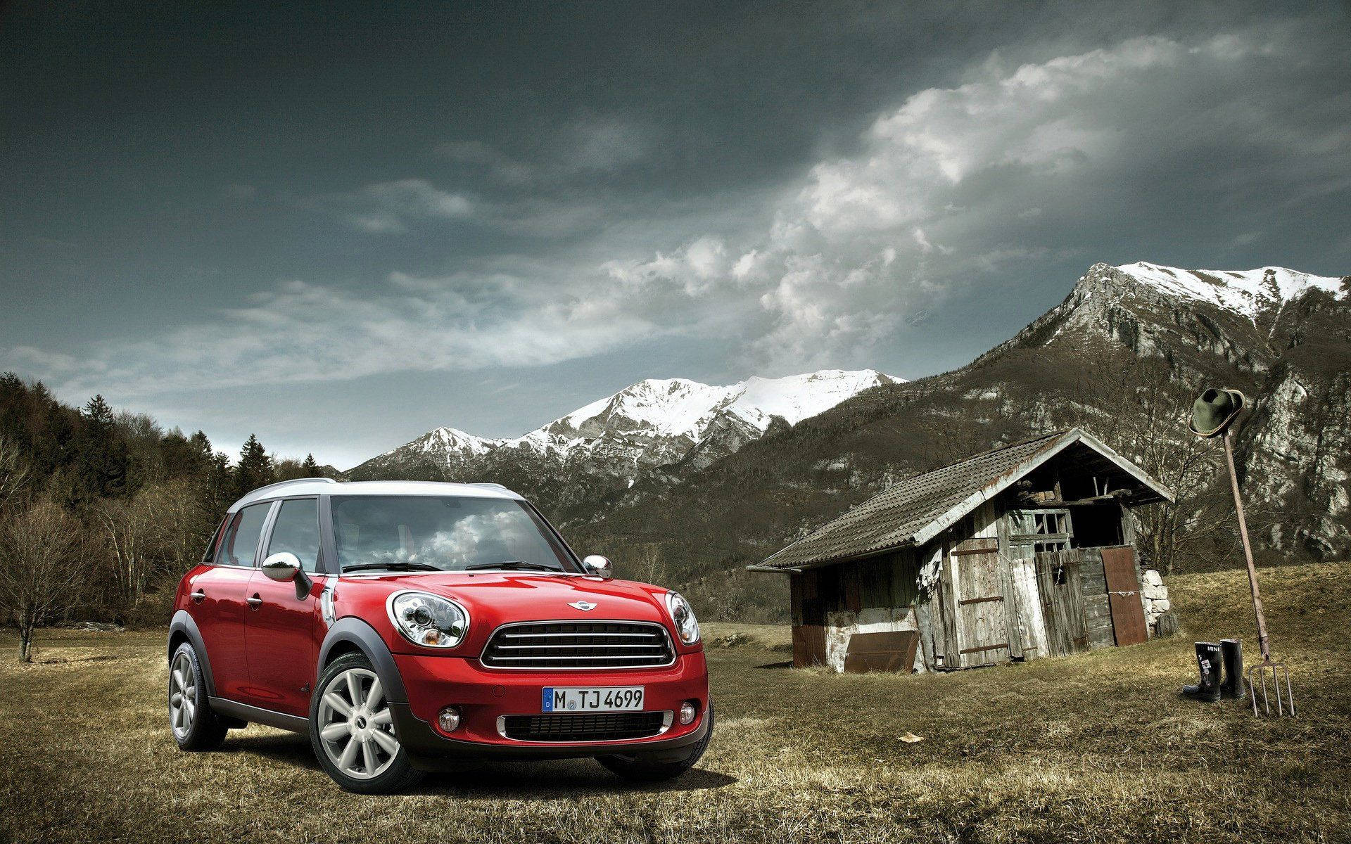Mini Cooper In The Countryside Background