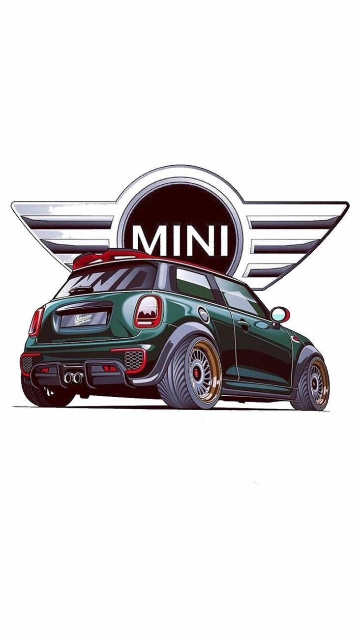 Mini Cooper Logo With Green Car Background