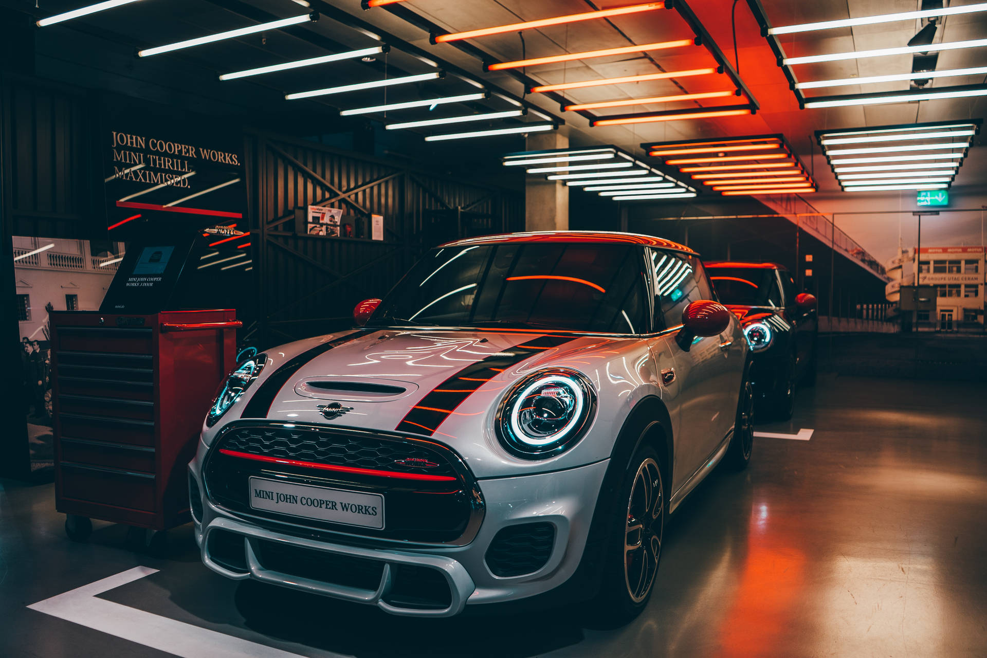 Mini In Neon Aesthetic Parking Lot