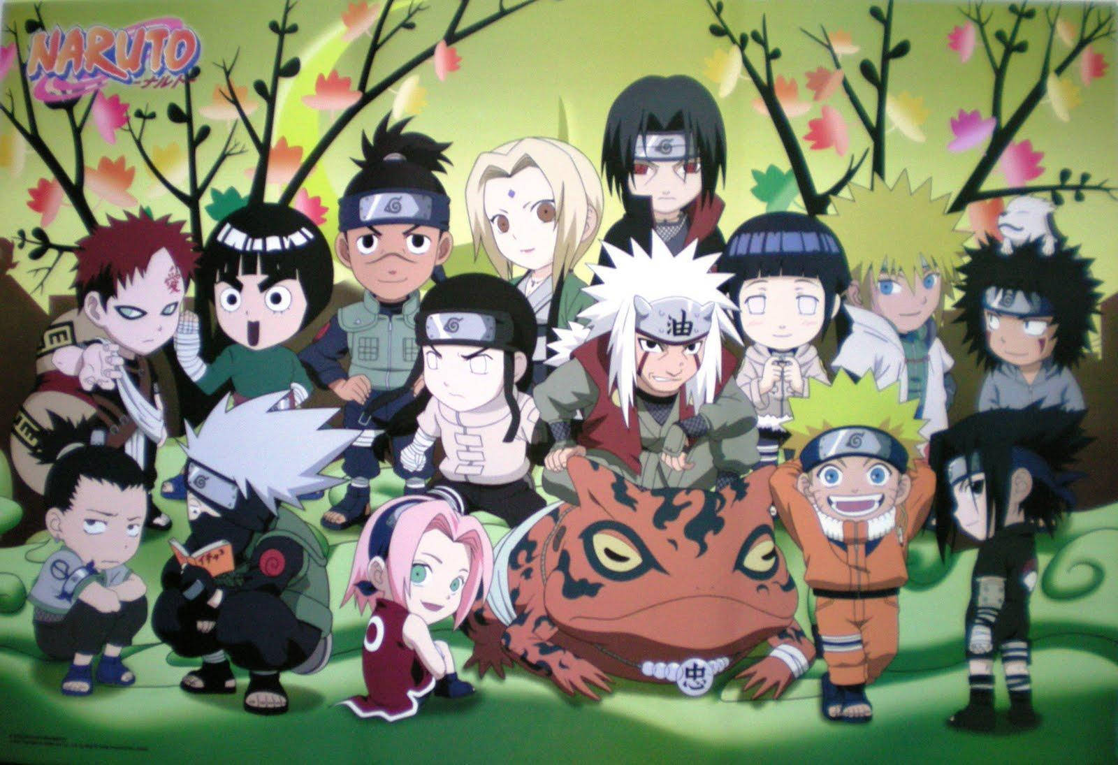 Mini Naruto Characters Anime Cover Background