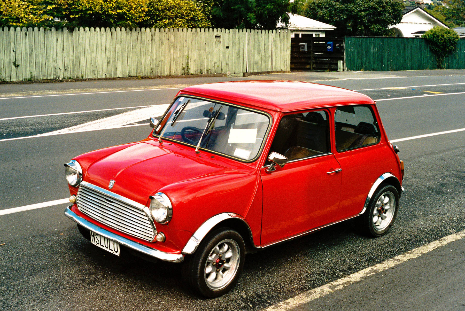 Mini Red Aesthetic On Road Background