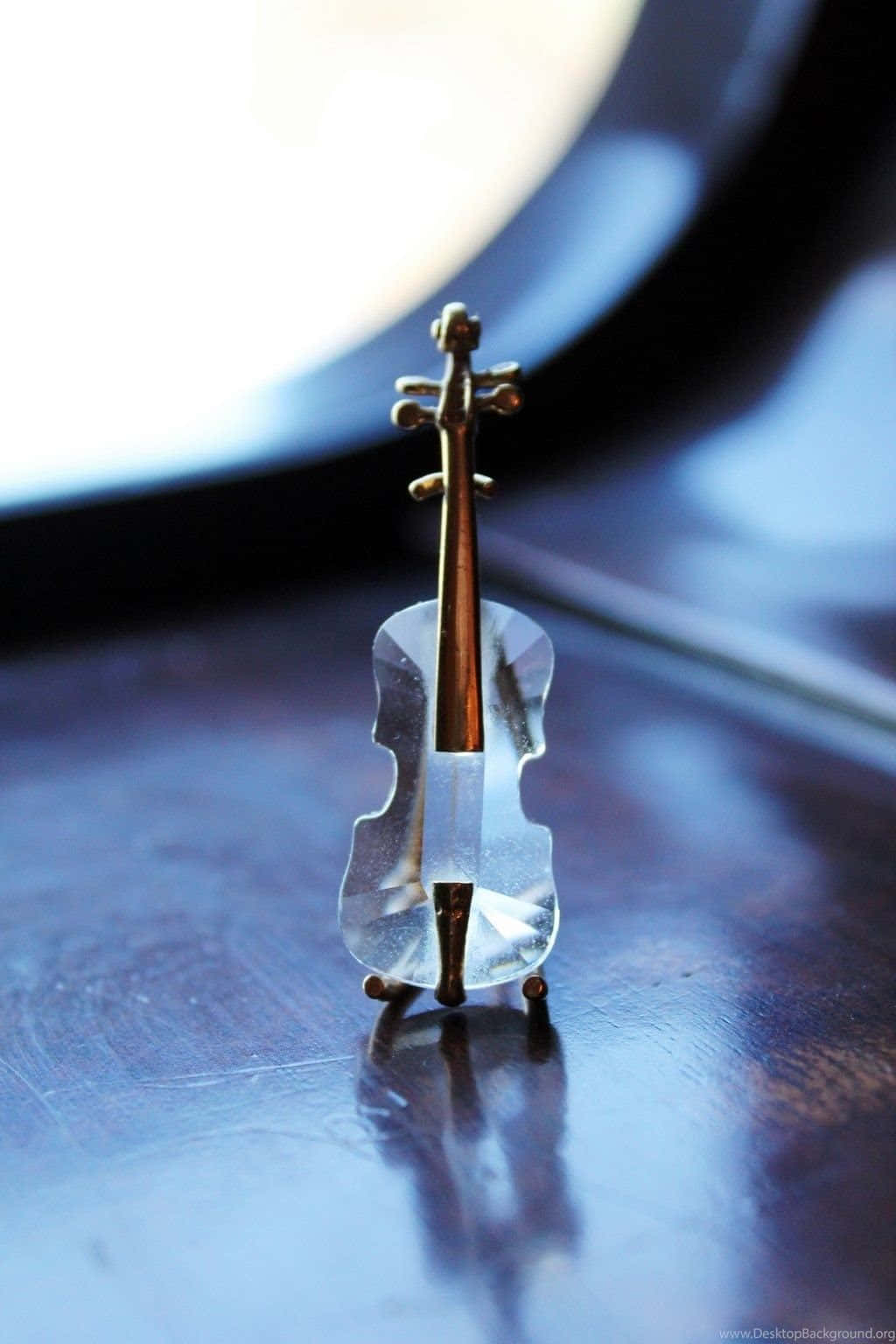 Miniature Glass And Gold Violin Instrument Background