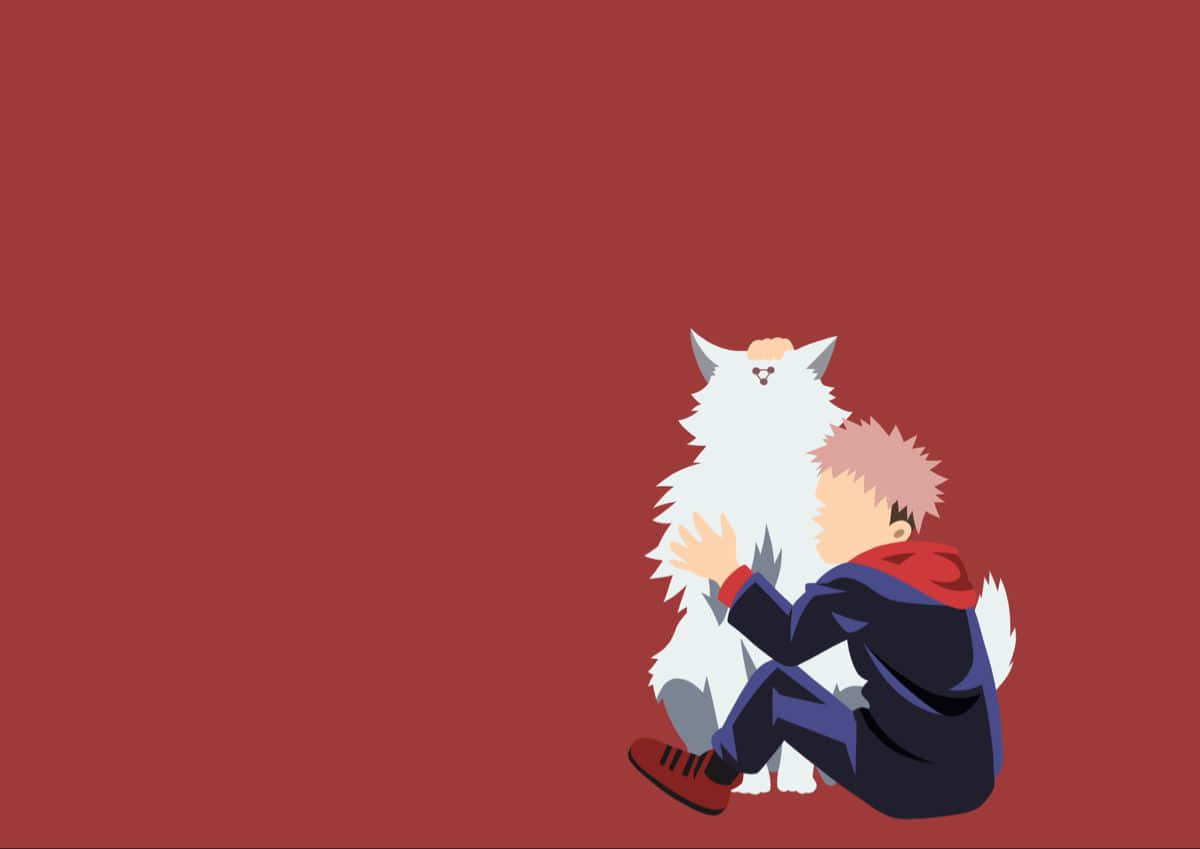 Minimal Anime Itadori Yuuji And Divine Dog Background