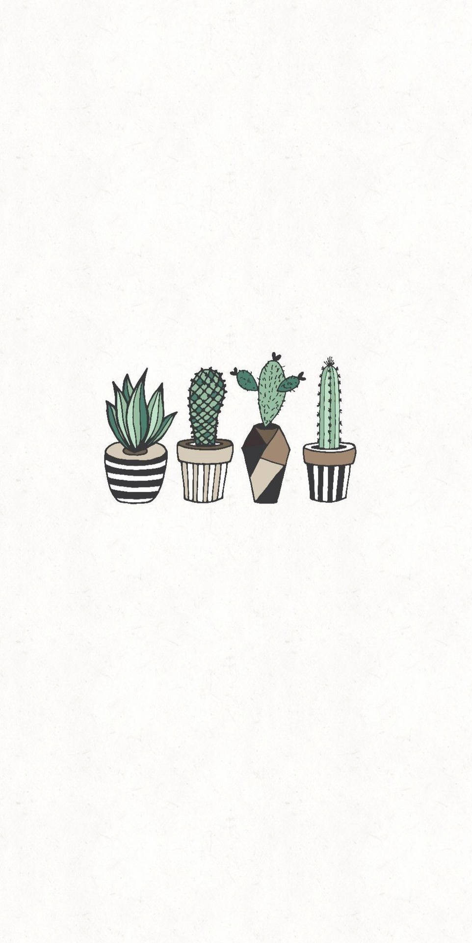 Minimal Pastel Cactus Mobile Background