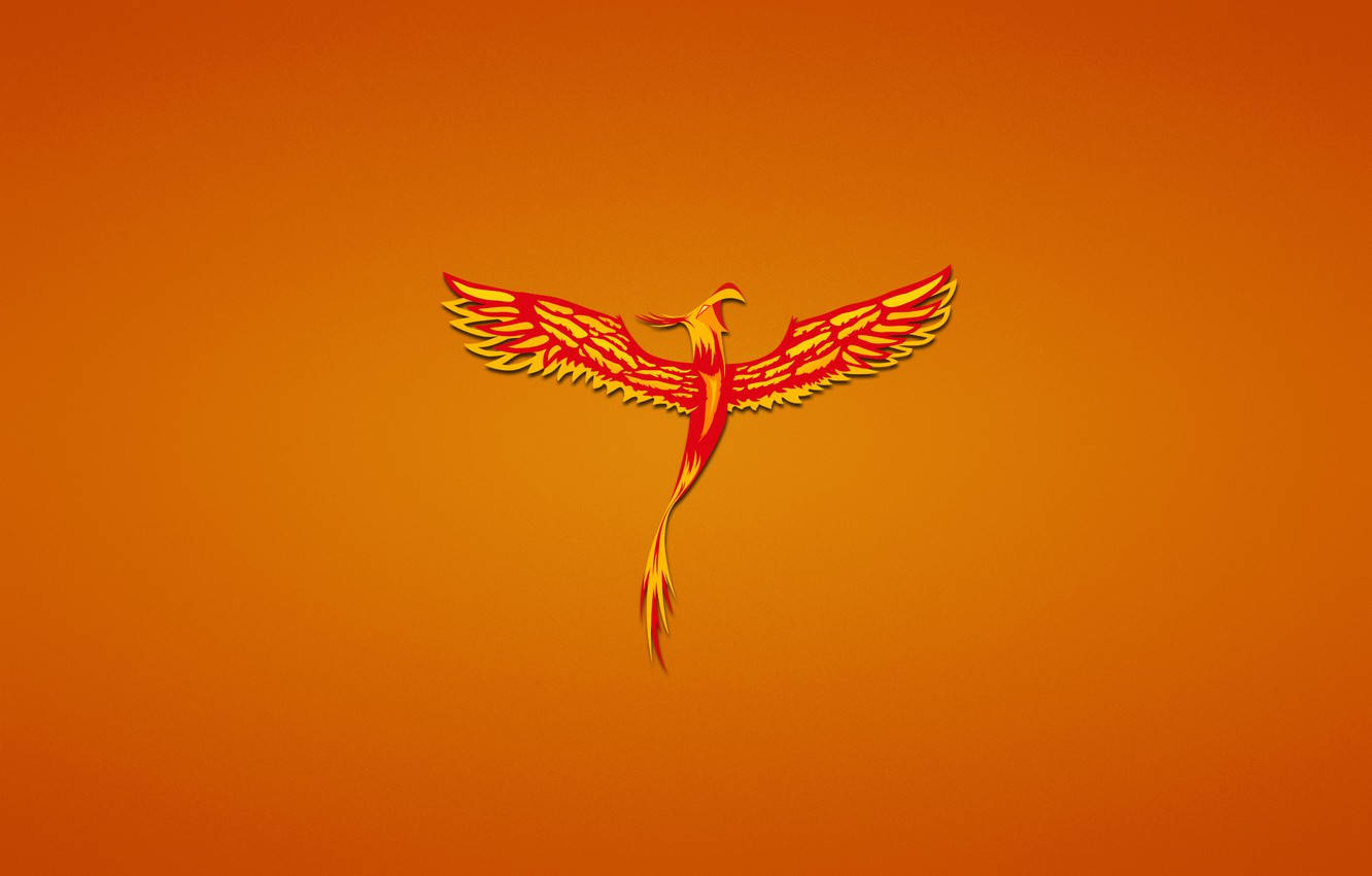 Minimal Phoenix With Fire Wings Background