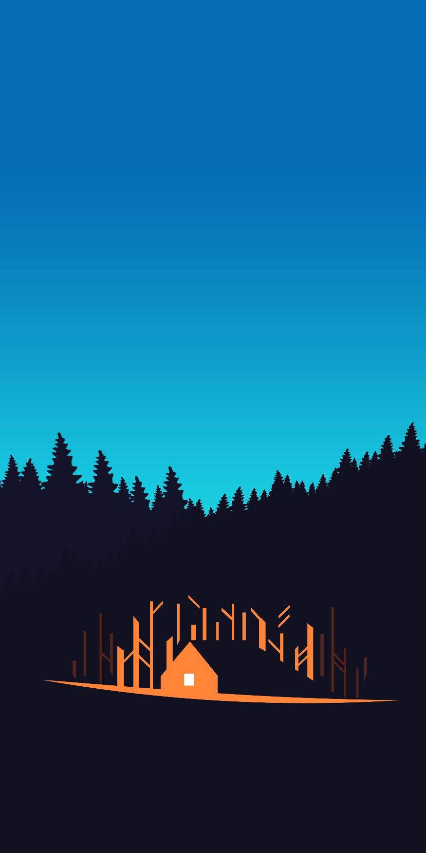 Minimal Pixel House In The Woods Background