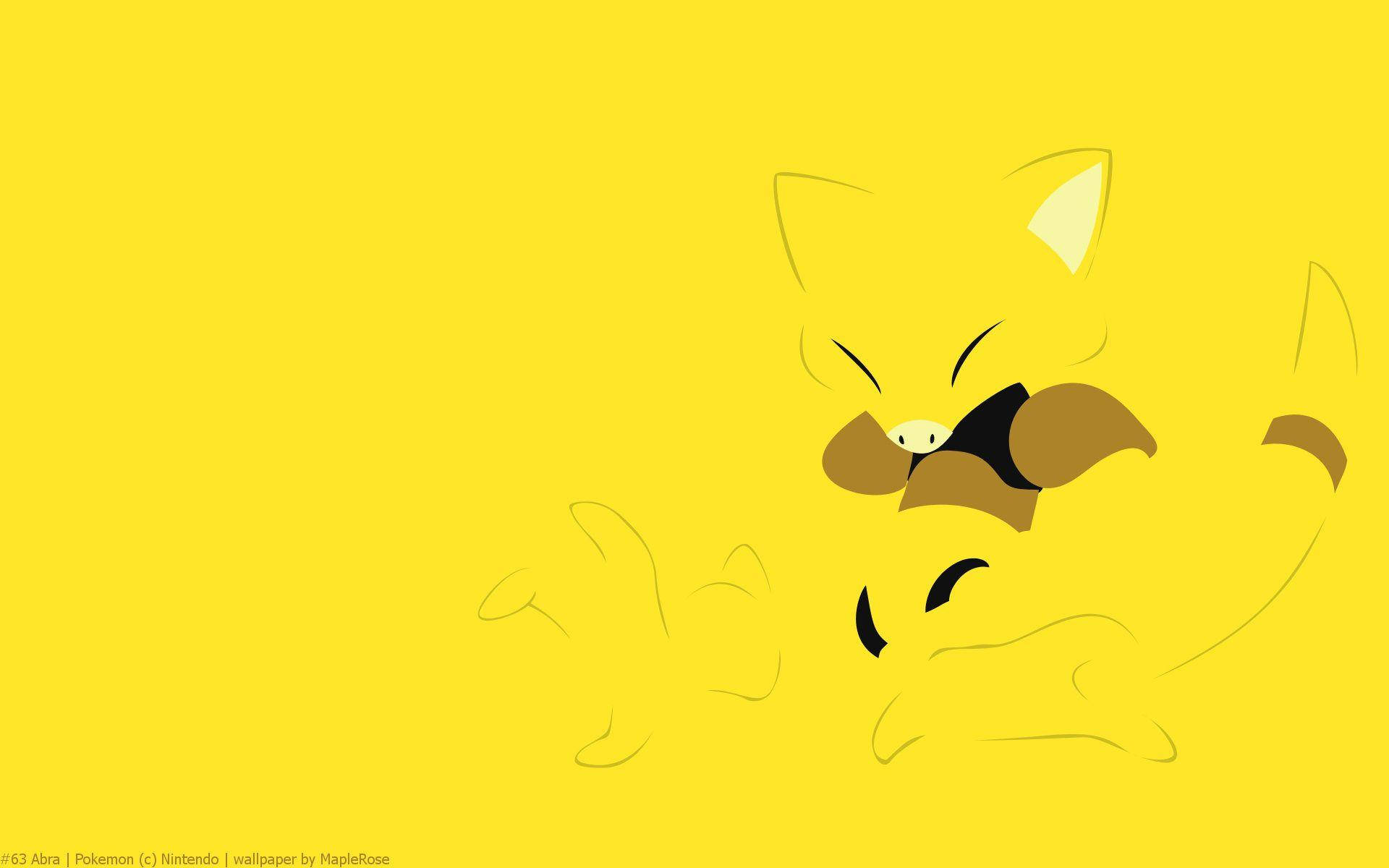 Minimalist Abra Pokémon Yellow Background