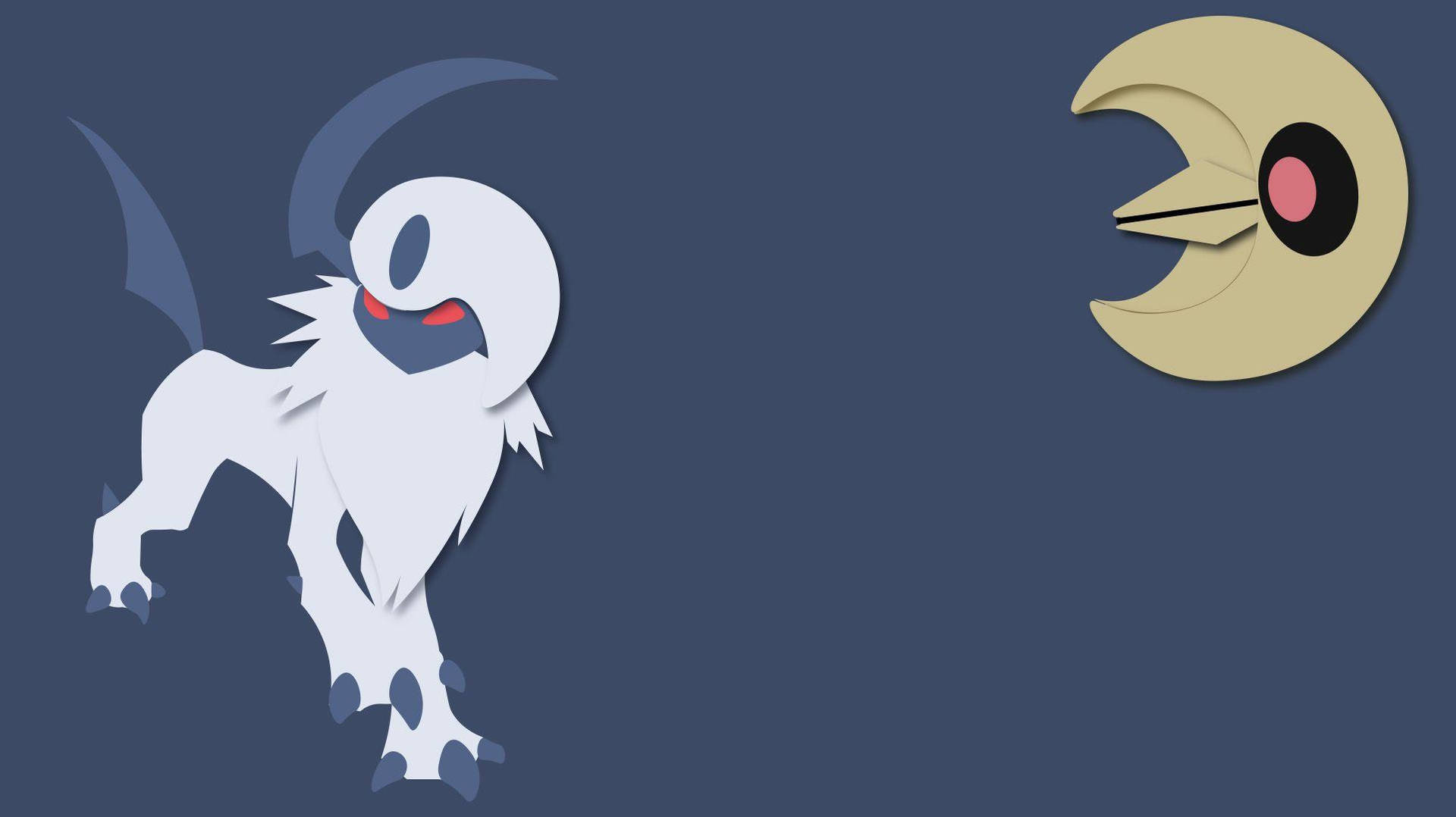 Minimalist Absol And Lunatone Background