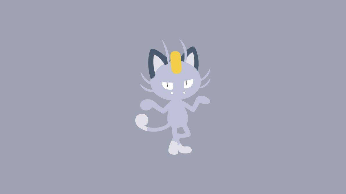 Minimalist Alolan Meowth With Gray Backdrop Background