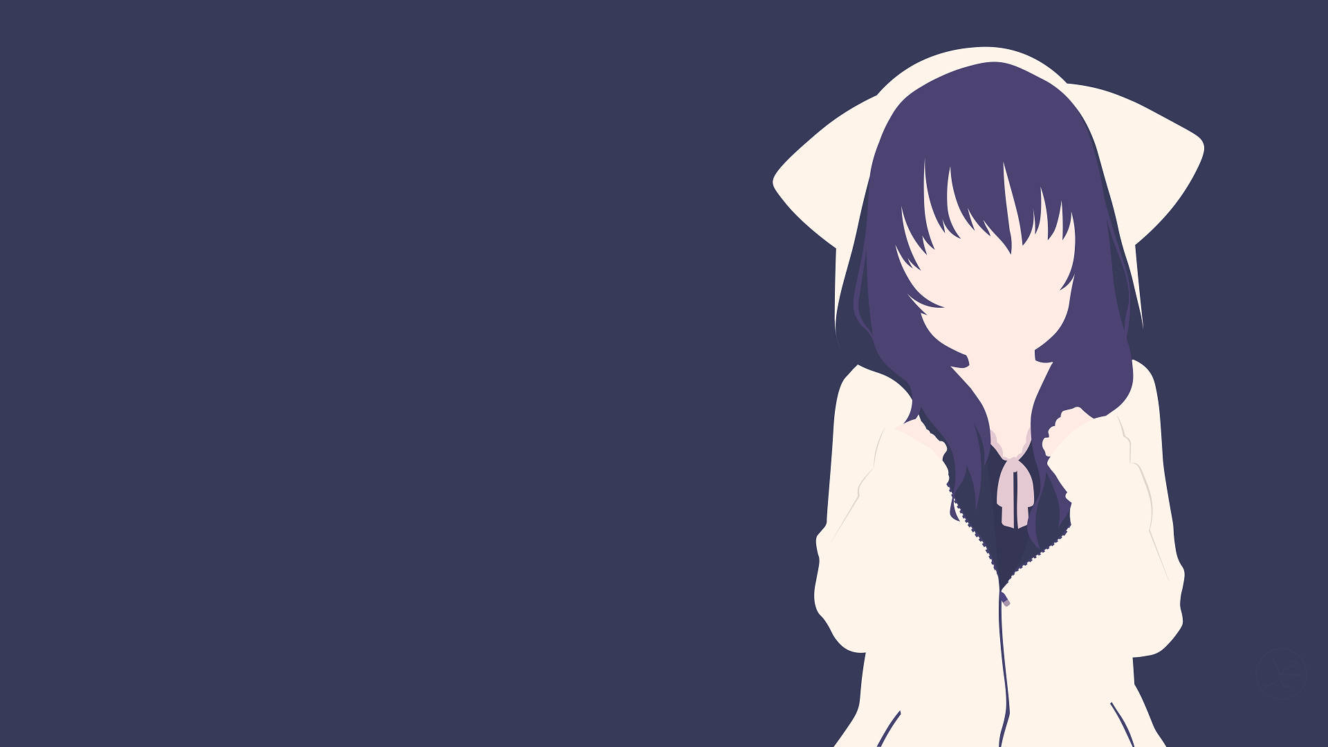Minimalist Anime Girl With Kawaii Cat Hoodie Background