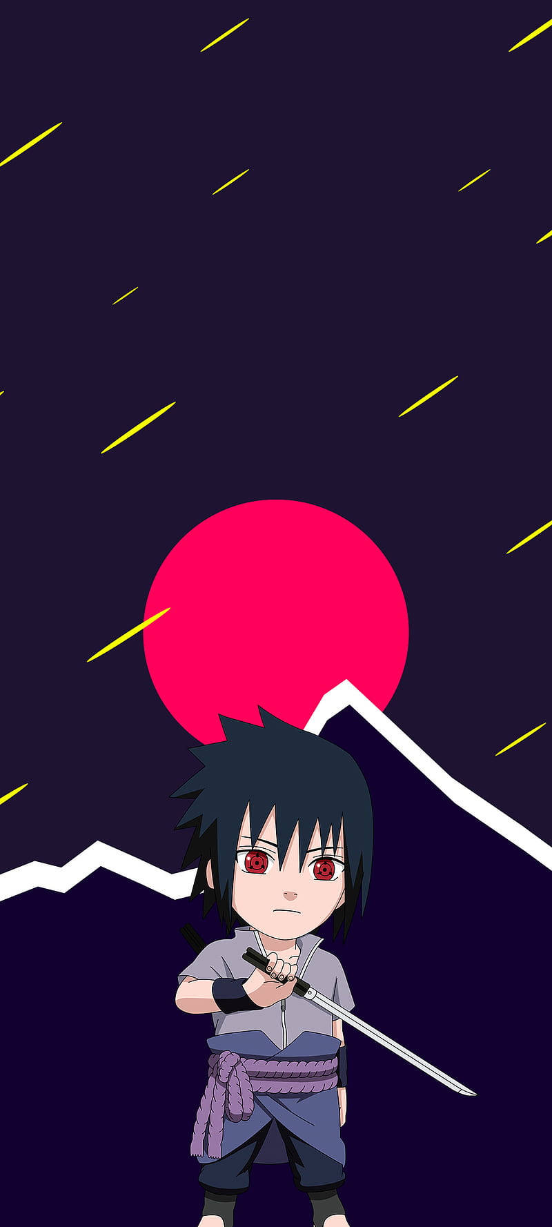 Minimalist Anime Phone Chibi Sasuke Background