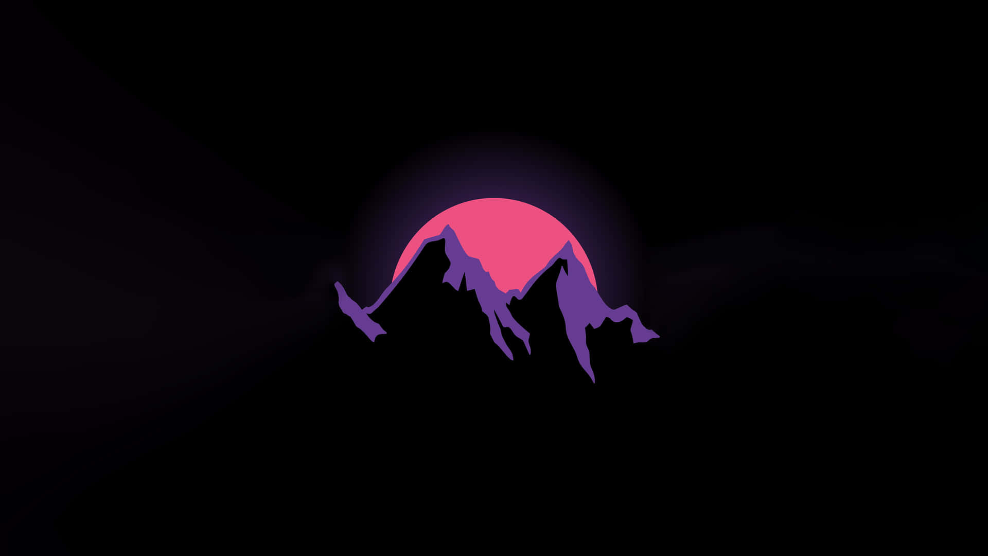 Minimalist Artwork Pink Moon Mountains