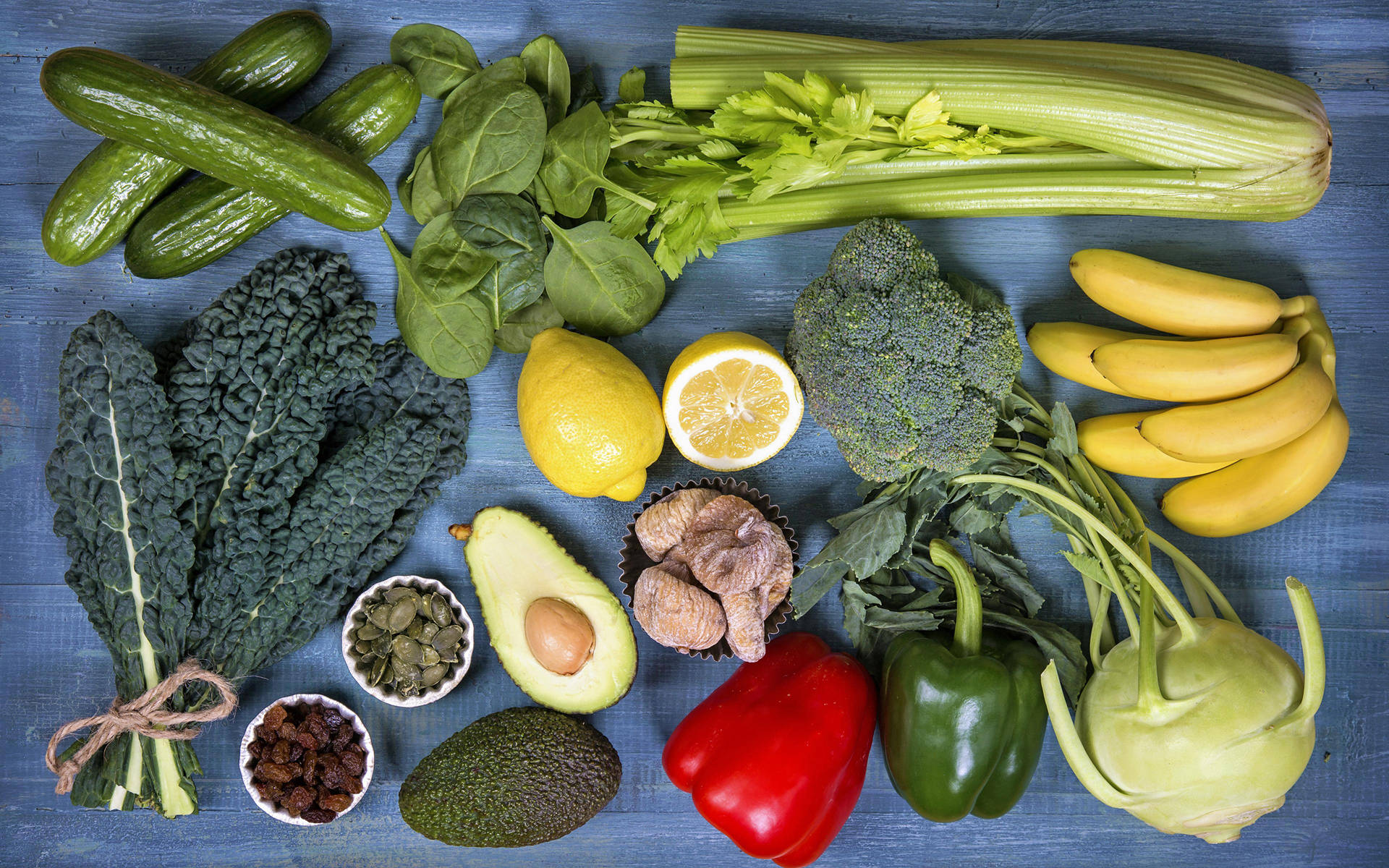 Minimalist Avocado Fruits And Vegetables Flat Lay