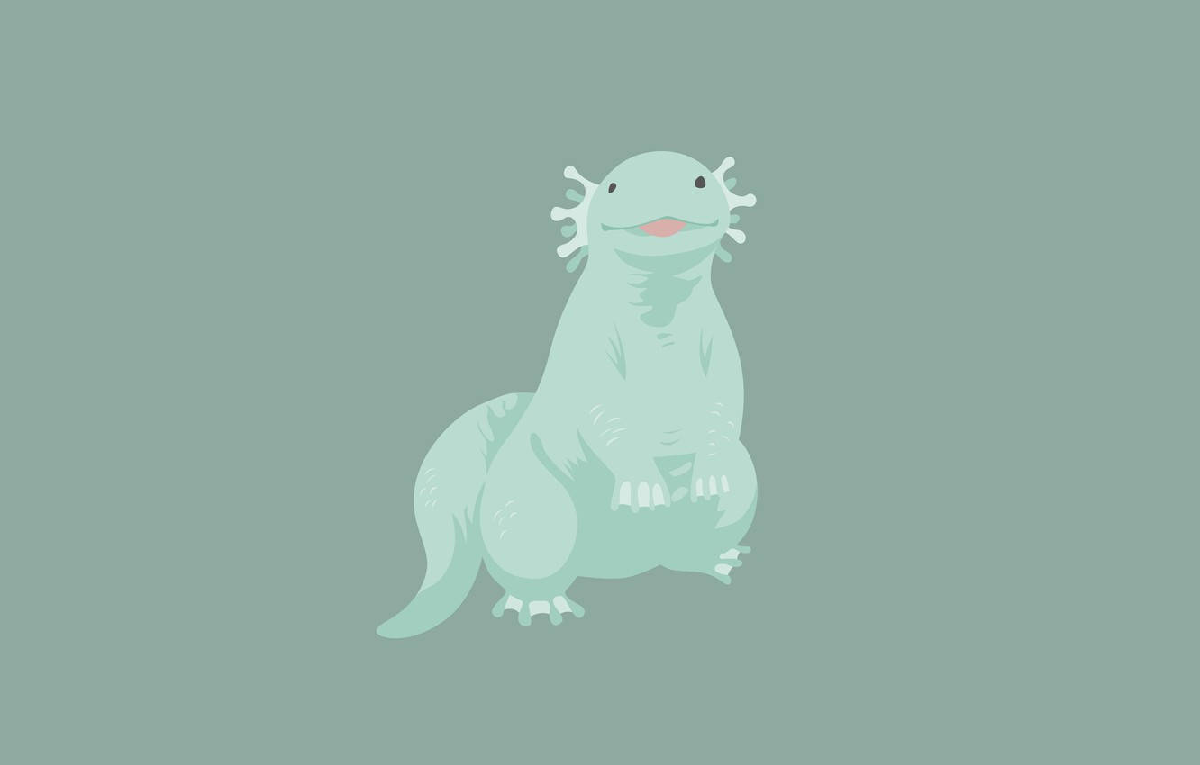 Minimalist Axolotl In Mint Green Background
